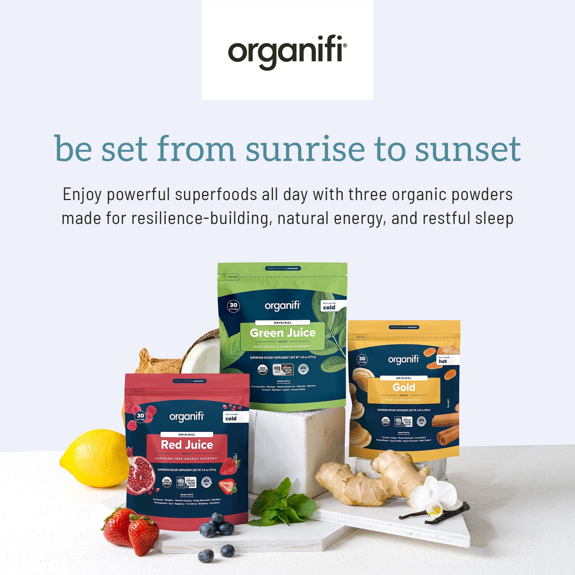 Organifi Sunrise to Sunset Power Box (9.5 Oz. Each) - Organic Superfood Powder Organifi buy supplements canada