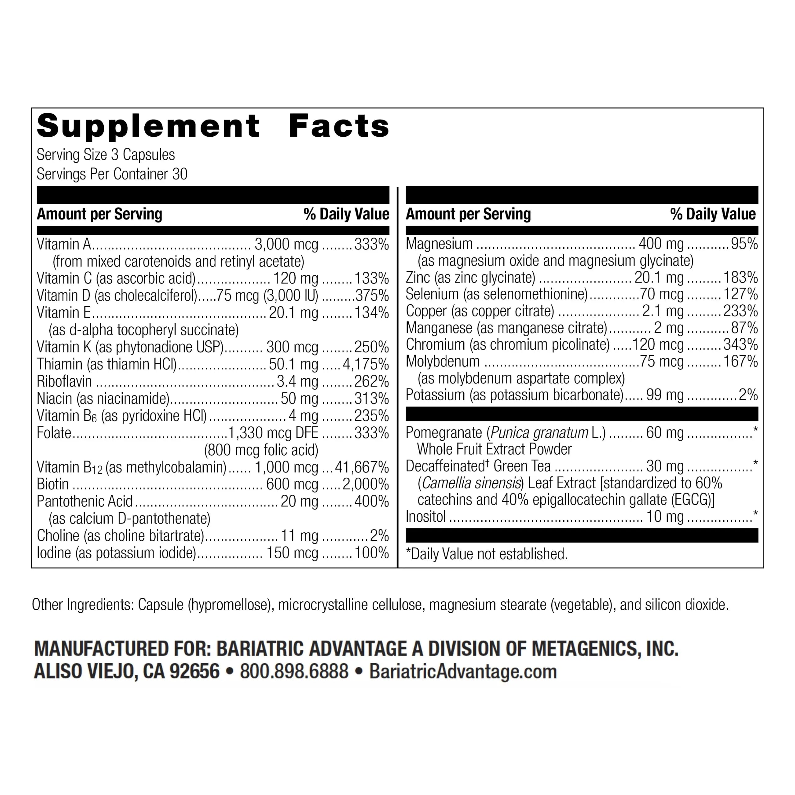 Bariatric Advantage Ultra Multi Without Iron, High Potency Daily Multivitamin for Bariatric Surgery Patients Bariatric Advantage buy supplements canada