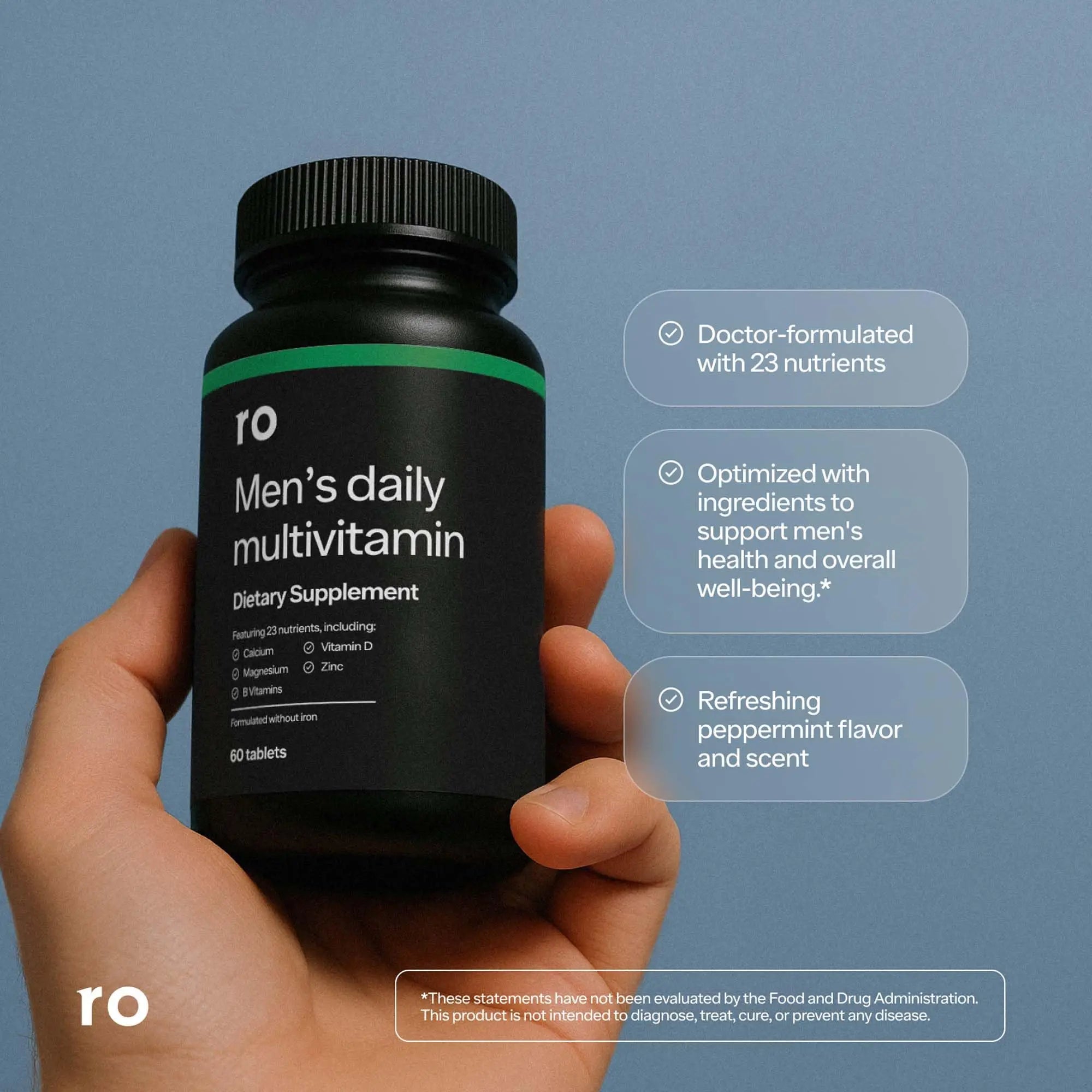 Ro Daily Multivitamin for Men | Supports Physical Activity, Brain + Heart Health, and Immune System with 23 Key Nutrients Including Calcium Ro buy supplements canada
