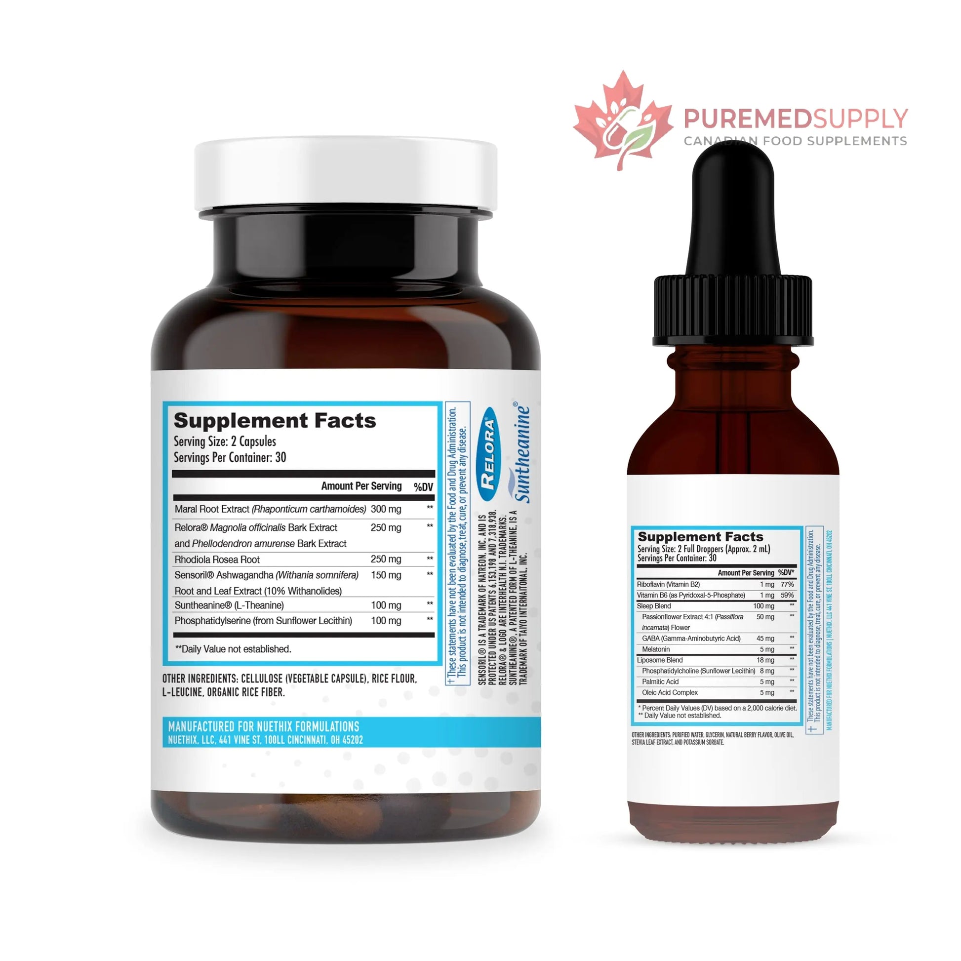 NuEthix Formulations Relaxation Supplement Bundle: Cort-Eaze Cortisol-Control Supplement, 60 Capsules, 30 Servings and Relax Liposomal, 2 Fluid Ounces, 30 Servings NuEthix Formulations buy supplements canada