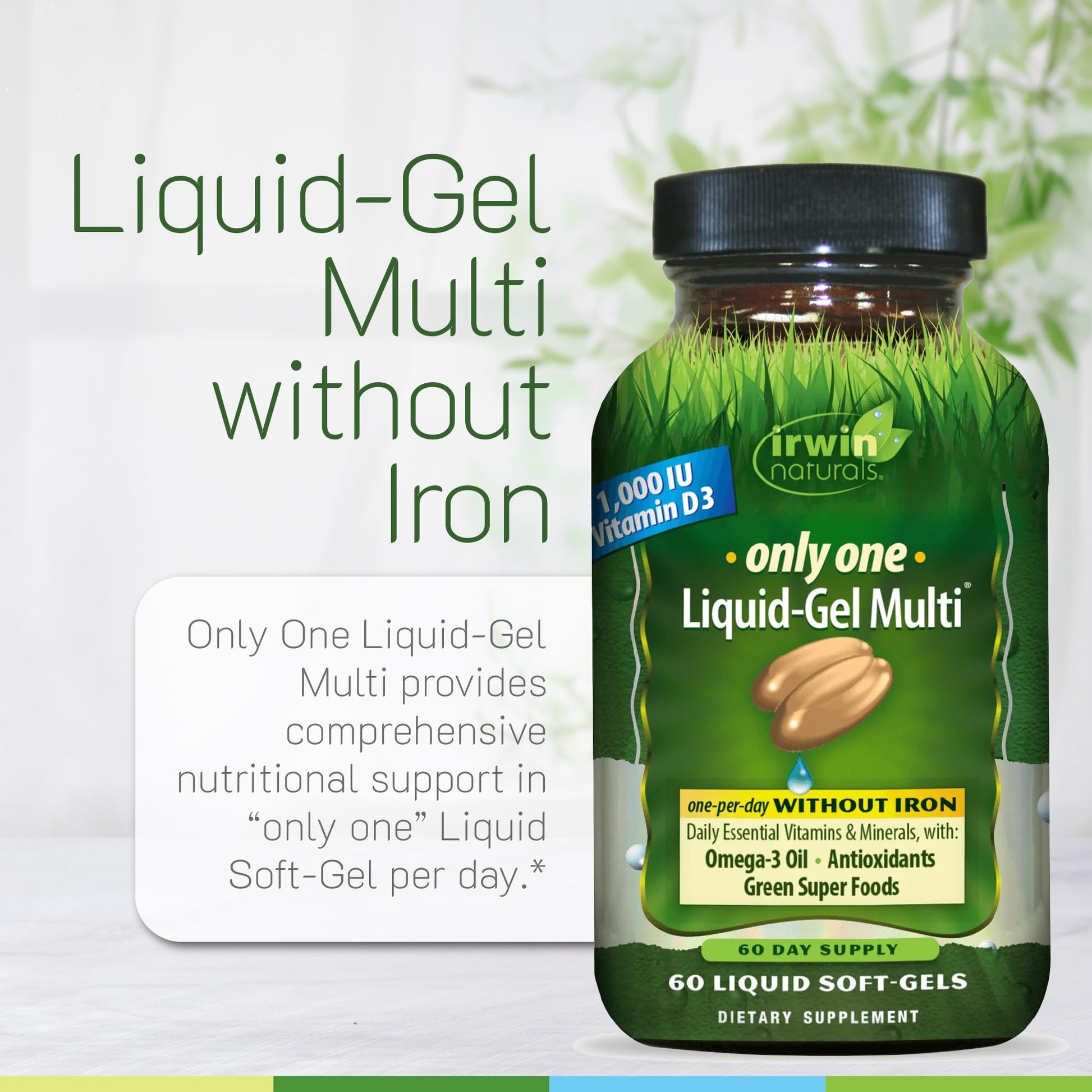 Irwin Naturals Only One Liquid-Gel Multi - 60 Liquid Softgels - No Iron Daily Essential Vitamins, Minerals, Antioxidants, Omega-3 & Green Super Foods Irwin Naturals buy supplements canada
