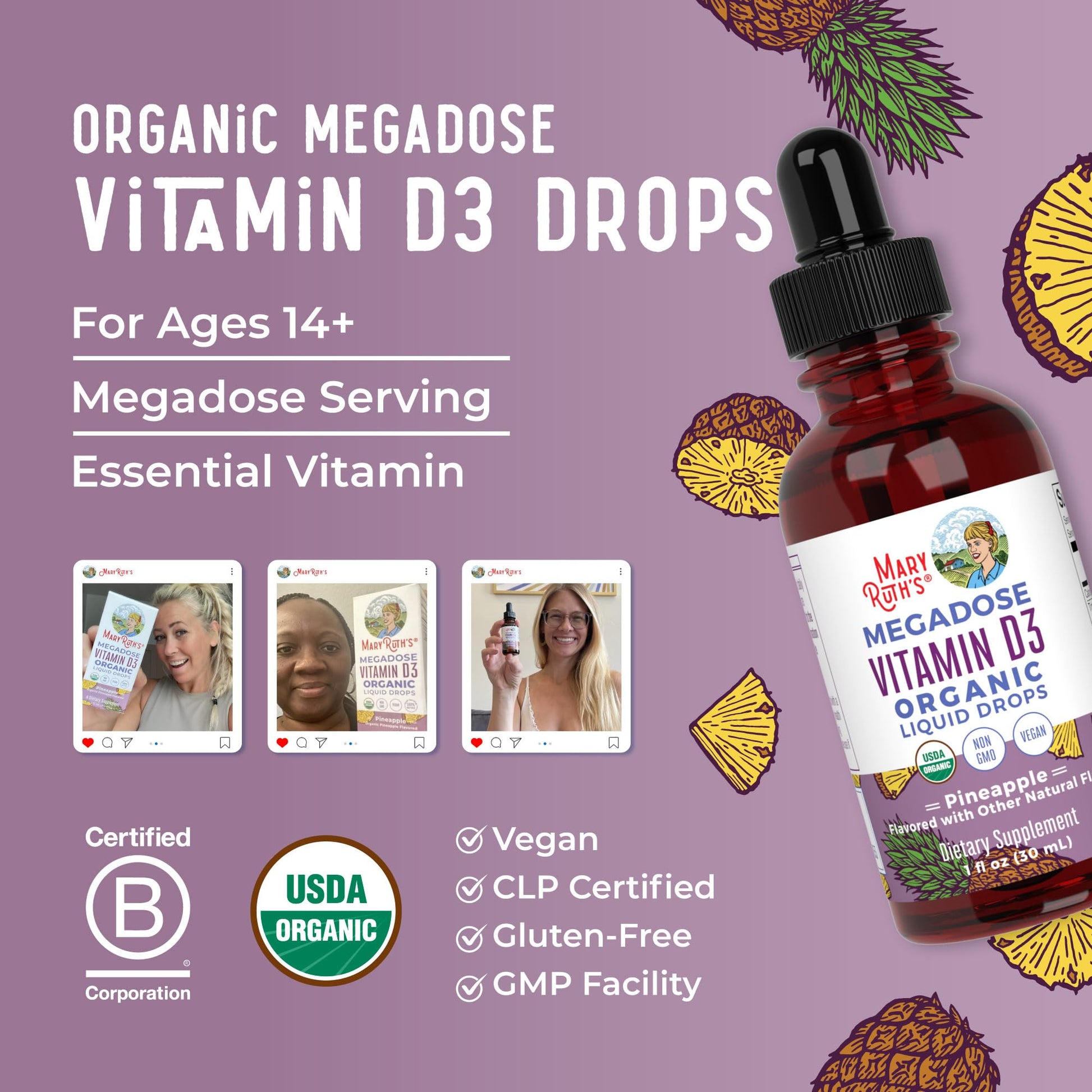 MaryRuth Organics Vitamin D3 Liquid Drops | Megadose 4000 IU | USDA Organic Liquid Vitamin D Spray for Adults & Kids | Immune Support & Bone Health | Vegan | Gluten Free | Non-GMO | 30 Servings MARYRUTH'S buy supplements canada