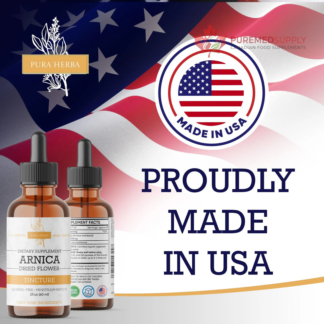 Pura Herba Arnica Liquid Extract – Alcohol-Free, Vegan, Supports Muscle Recovery & Joint Comfort, Fast-Absorbing Tincture, Made in USA – 2 Fl Oz Pura Herba buy supplements canada