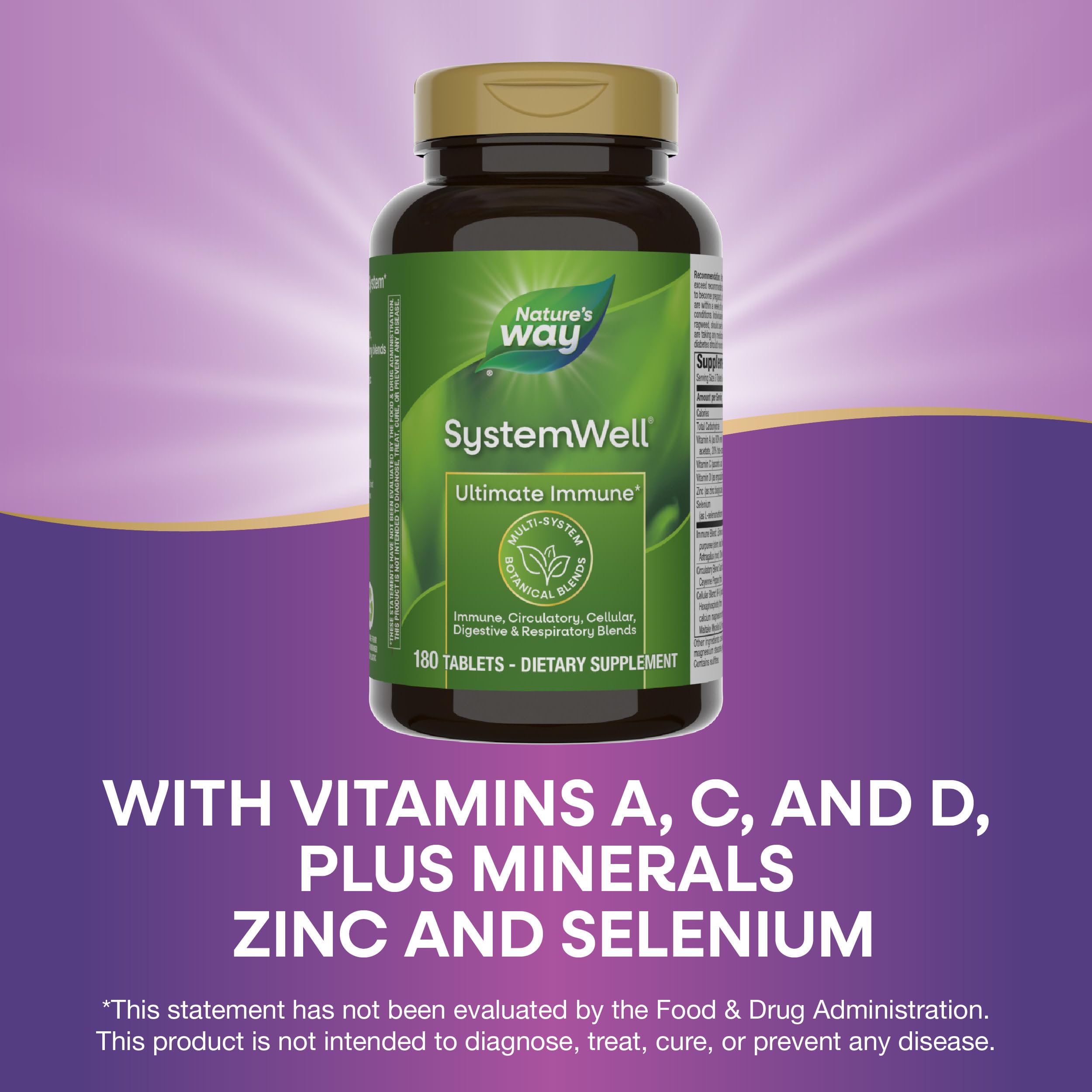 Nature's Way Systemwell Ultimate Immune* with Vitamins C, A, D, Zinc, & Selenium, Multi-System Botanical Blends Including Immune, Respiratory, Digestive & Circulatory, 180 Tablets (Packaging May Vary) Nature's Way buy supplements canada