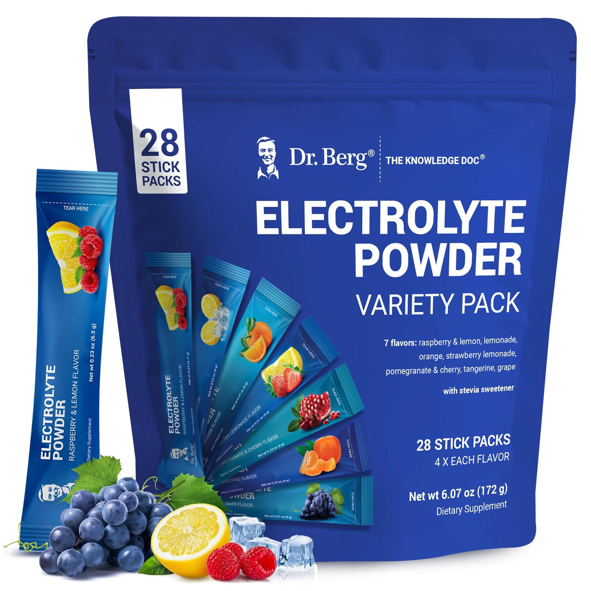 Dr. Berg Sugar Free Electrolyte Powder Packets (Variety Pack) - Daily Electrolyte Drink Mix - 28 Total Hydration Pouches Sugar Free Dr. Berg Nutritionals buy supplements canada