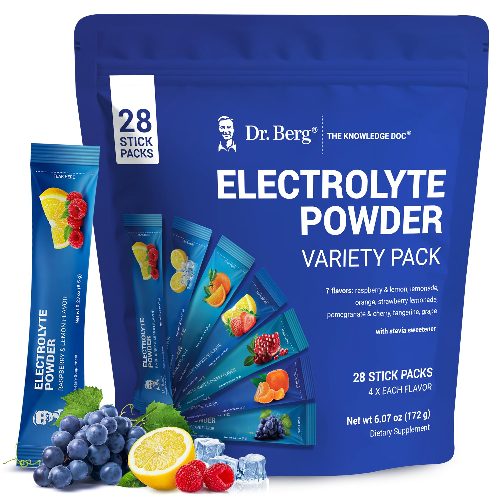 Dr. Berg Sugar Free Electrolyte Powder Packets (Variety Pack) - Daily Electrolyte Drink Mix - 28 Total Hydration Pouches Sugar Free Dr. Berg Nutritionals buy supplements canada