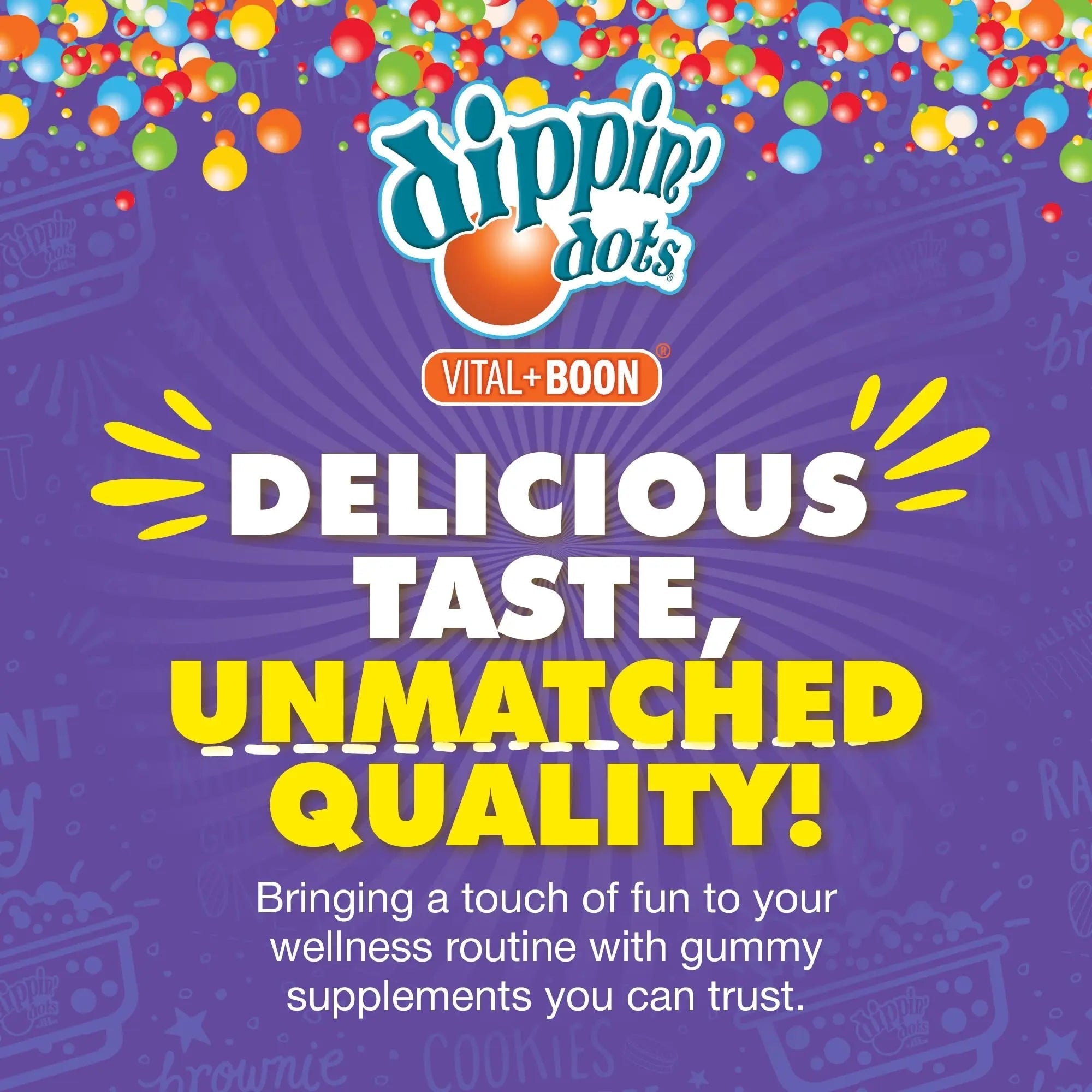 Dippin' Dots - Multivitamin Gummies for Kids Rainbow Fruit Flavor Complete Multivitamin Chewy Gummies Vitamin A, B, C, D3, E, B6, Zinc - 60 Count Vital+Boon buy supplements canada