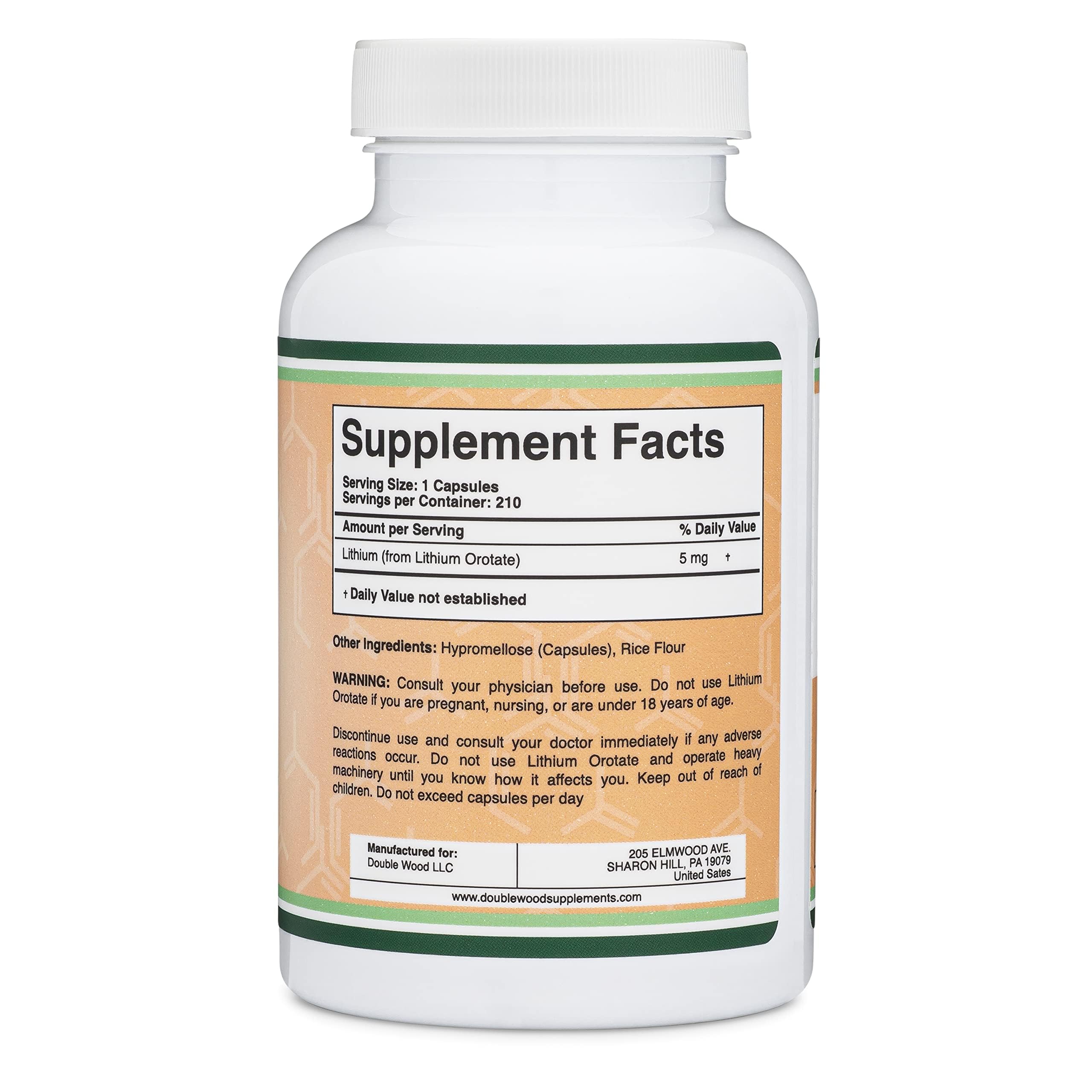 Lithium Orotate 5mg of Elemental Lithium for Cognition and Brain Health, 210 Capsules (Third Party Tested, Vegan Safe, Non-GMO) by Double Wood Supplements Double Wood Supplements buy supplements canada