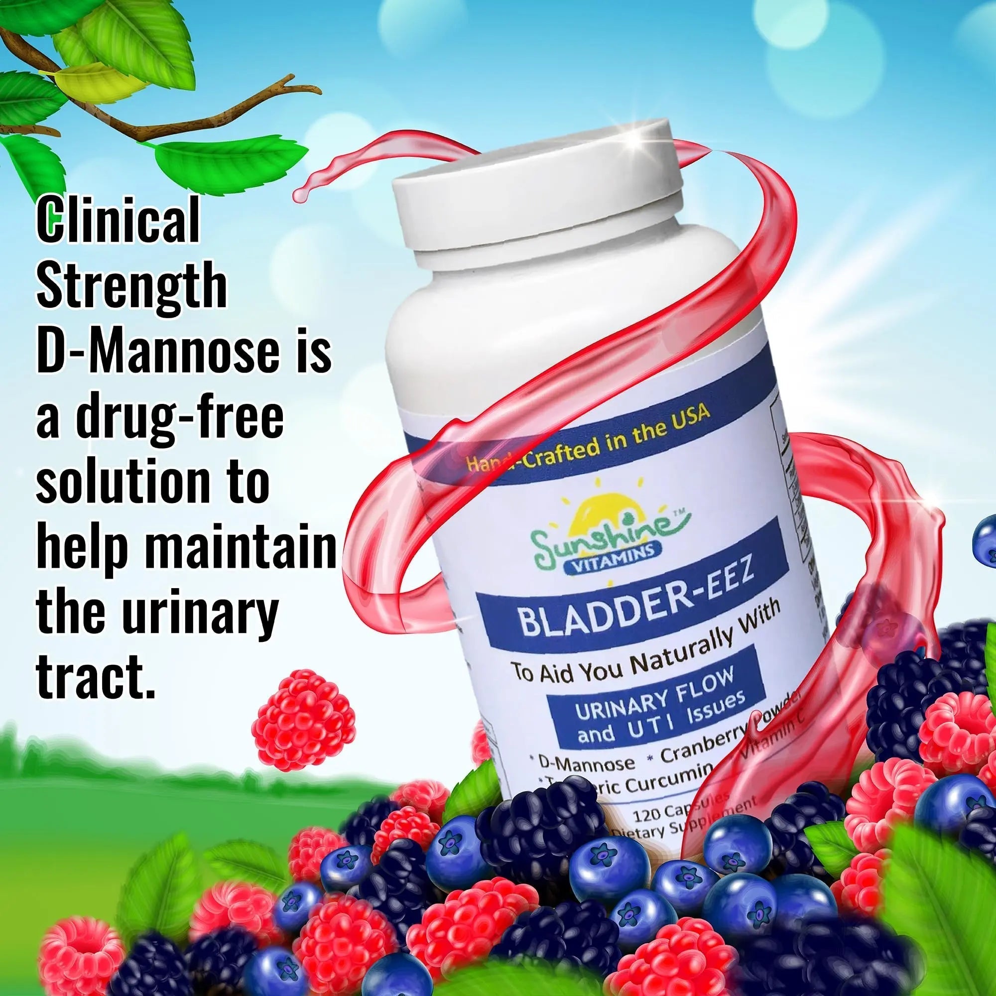 Sunshine Vitamins Bladder-EEZ | All-Natural Bladder Infection UTI Relief Support for Women with D-Mannose | Urinary Tract Infection Health with Immune System Support (1 Bottle of 120 Capsules) Sunshine Vitamins buy supplements canada
