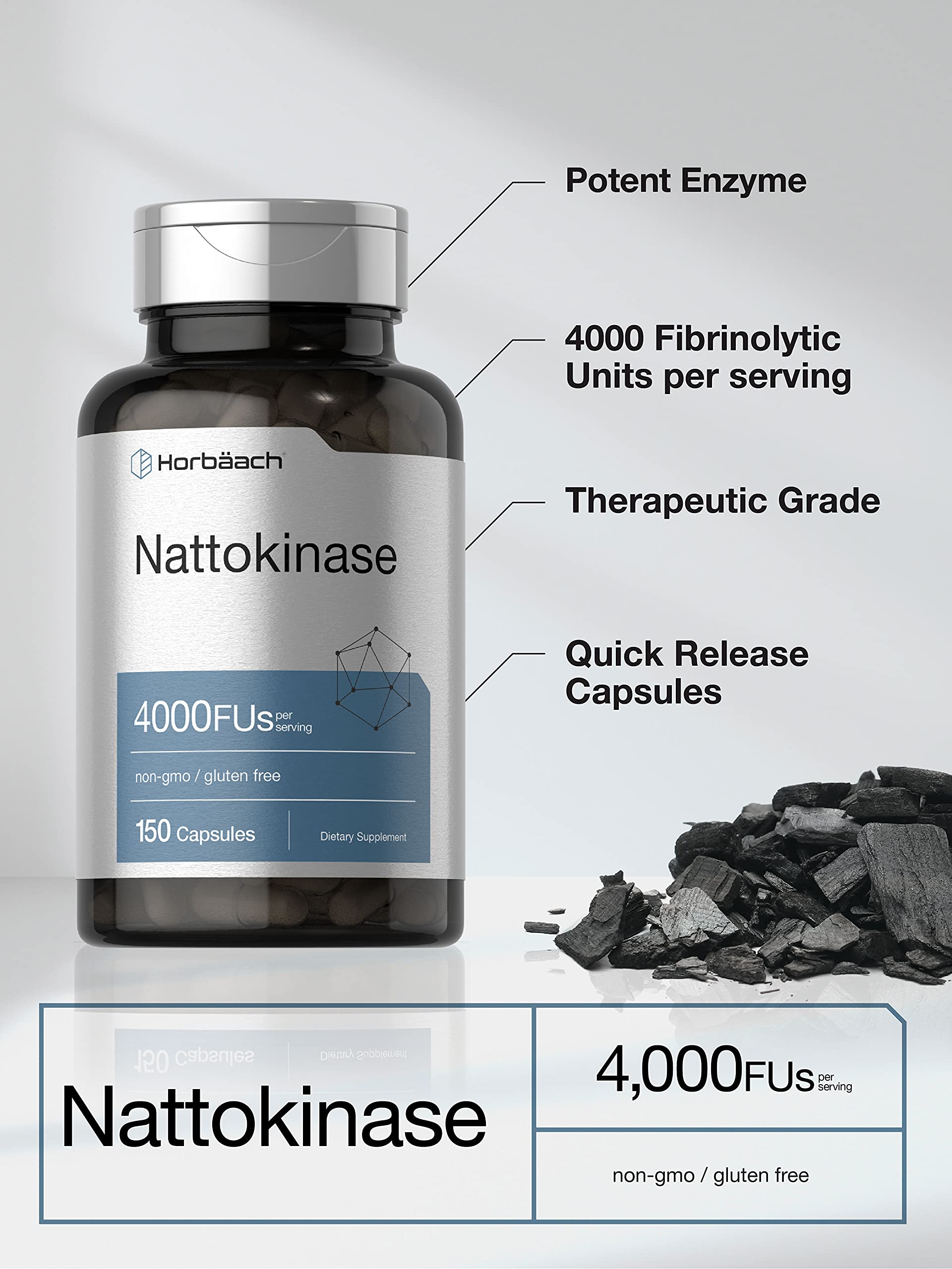 Nattokinase Supplement 4000 FU | 150 Capsules | Non-GMO, Gluten Free | by Horbaach Horbäach buy supplements canada