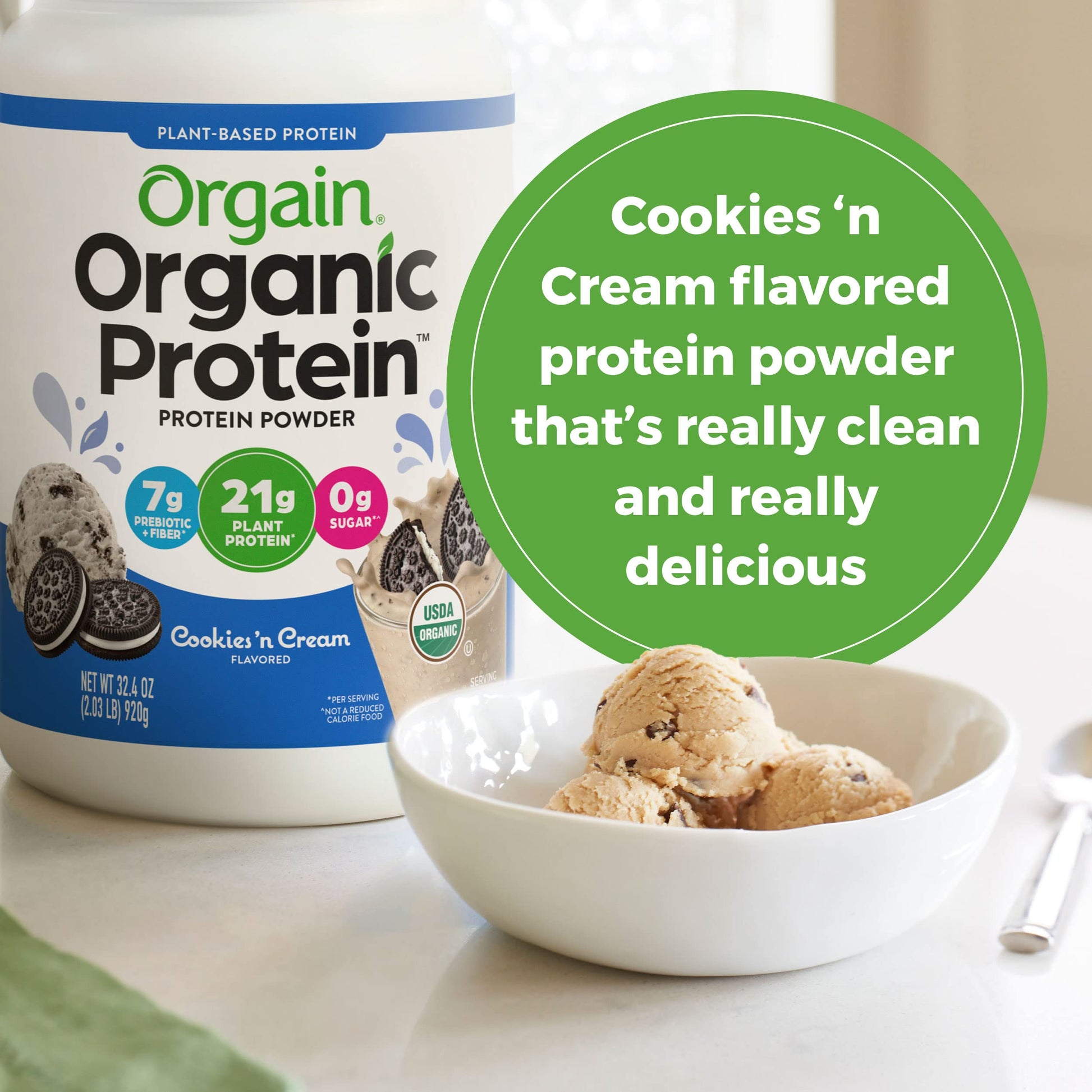 Orgain Organic Vegan Protein Powder, Cookies and Cream - 21g Plant Based Protein Orgain buy supplements canada