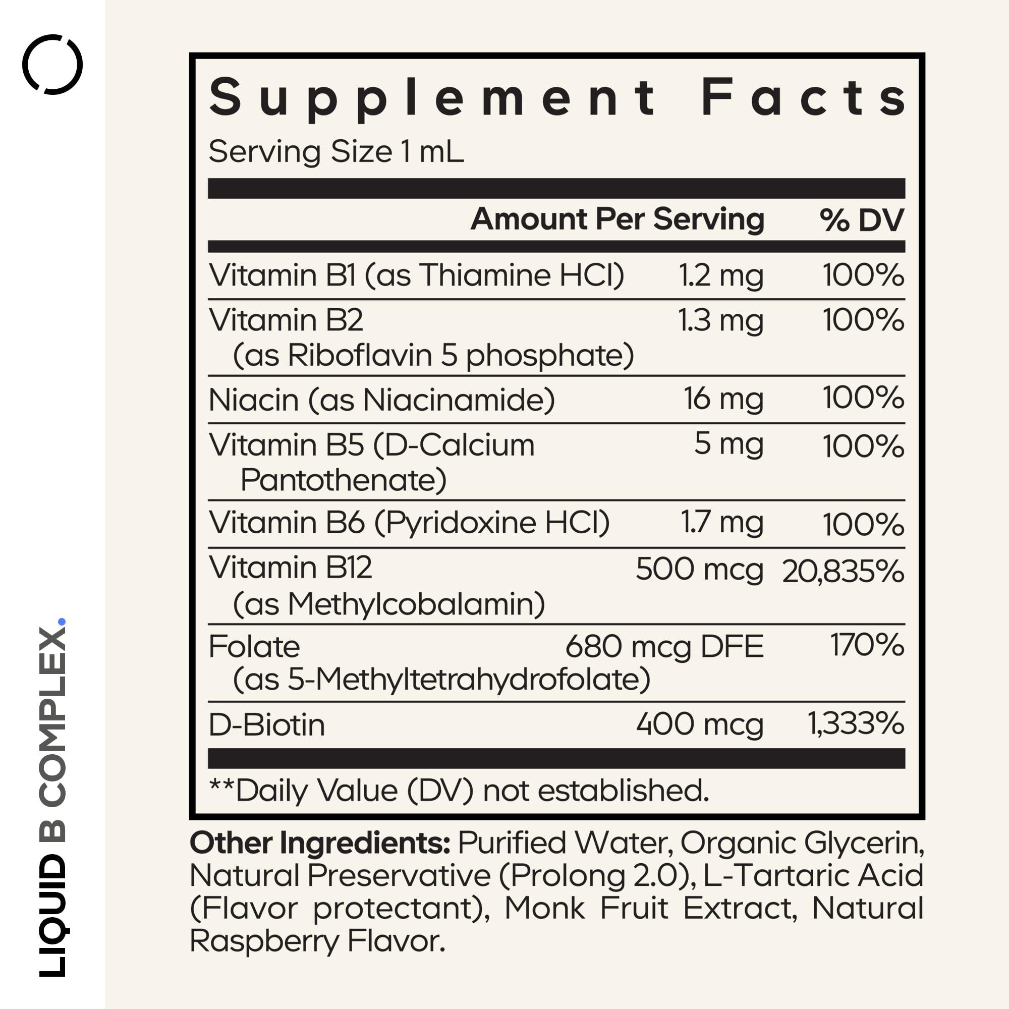 Codeage Liquid B-Complex Supplement with 8 Forms of Vitamin B - Vitamin Thiamine B1, Riboflavin B2, B3, B5, B6, Biotin B7, Active Methylated B9 Folate & B12 - Raspberry Flavor - Non-GMO - 1 fl oz Codeage buy supplements canada