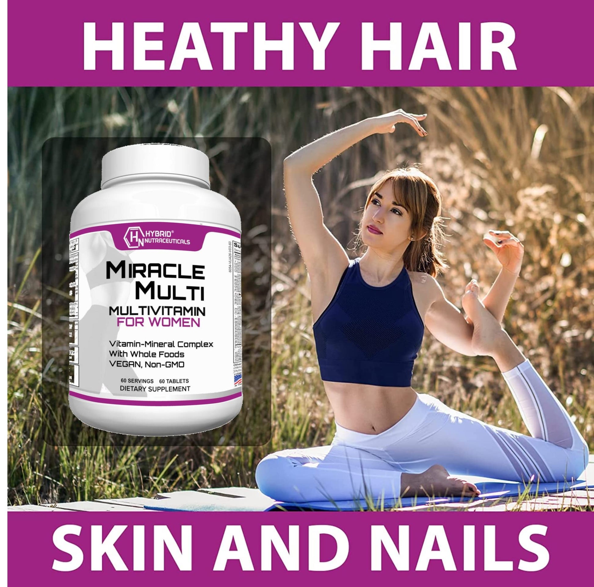 Hybrid Nutraceuticals MiracleMulti Women Multivitamin with Probiotics, Biotin, Folic Acid, Enzymes + Fruit & Vegetable Blend - Immune Support, Heart Health, Energy: 60 Servings (Non-GMO) Hybrid Nutraceuticals buy supplements canada