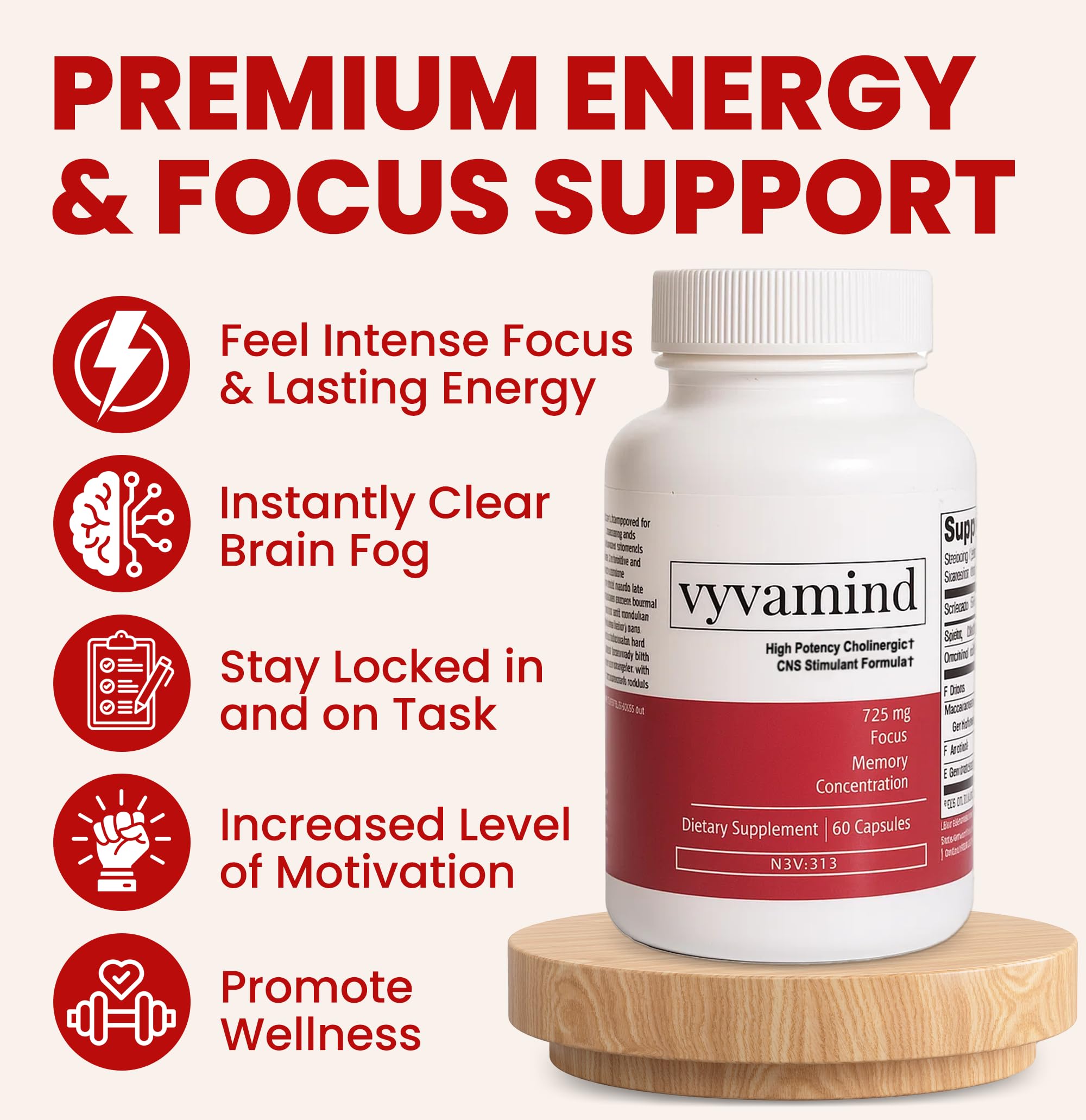 vyvamind Neurostimulant + Focus Aid Nootropic for Enhanced Concentration & Mental Clarity, Brain Support with Caffeine L-Theanine, Fast-Acting Cognitive Boost, 60 Capsules vyvamind Neurostimulant + Focus Aid buy supplements canada