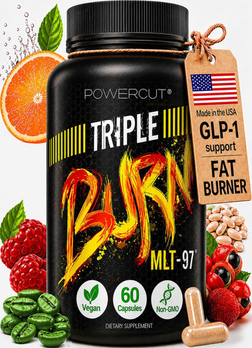 Triple Burn  Pills for Women & Men, Fat Burner GLP-1 Support, Appetite Suppressant, Diet Pills with Green Coffee Extract & Cayenne (60 Capsules) powercut buy supplements canada