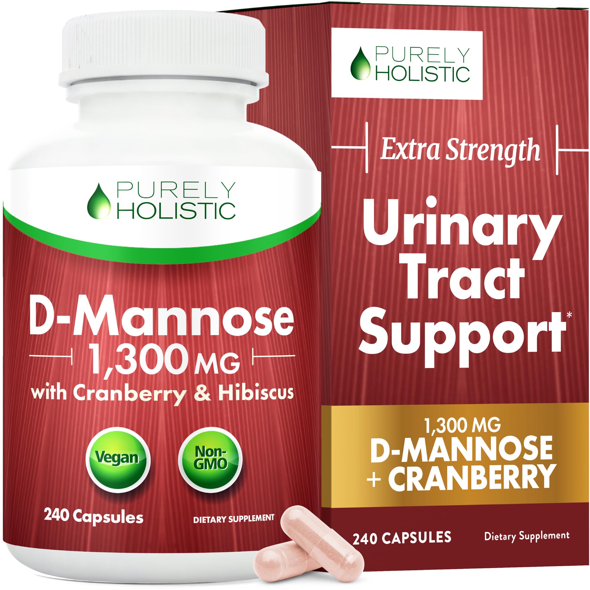 D Mannose with Cranberry | Drug-Free Urinary Tract Health Support | Evidence-Based DMannose 1300mg for Urinary & Bladder Health for Women | D Mannose Supplements for Women & Men | Non-GMO | 240 Ct Purely Holistic buy supplements canada