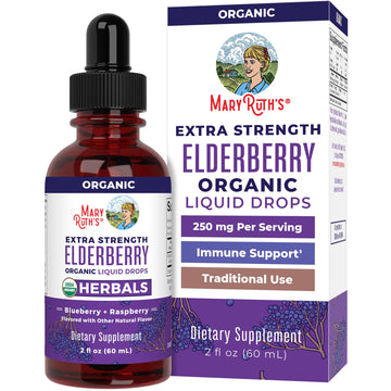 MaryRuth Organics Elderberry Syrup Extra Strength, USDA Organic Elderberry, Sugar Free Adults & Kids Immune Support Supplement for Ages 1+, Clean Label Project Verified®, Vegan, Gluten Free, 2 Fl Oz MARYRUTH'S buy supplements canada