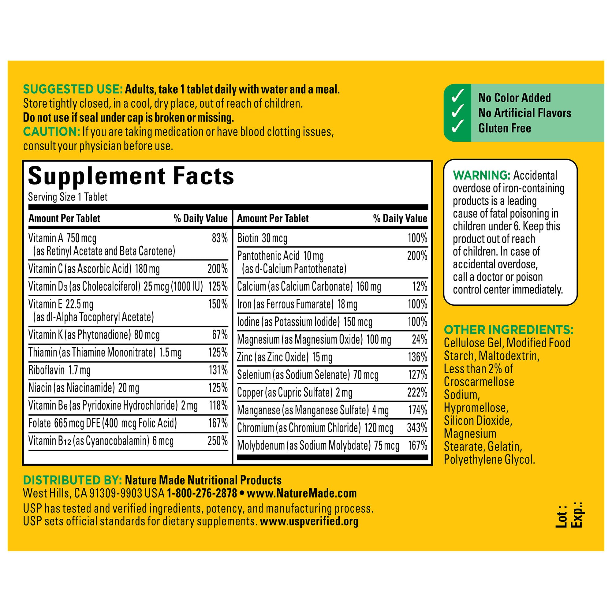 Nature Made Multivitamin Tablets with Vitamin D3 and Iron, 130 Count for Daily Nutritional Support Nature Made buy supplements canada