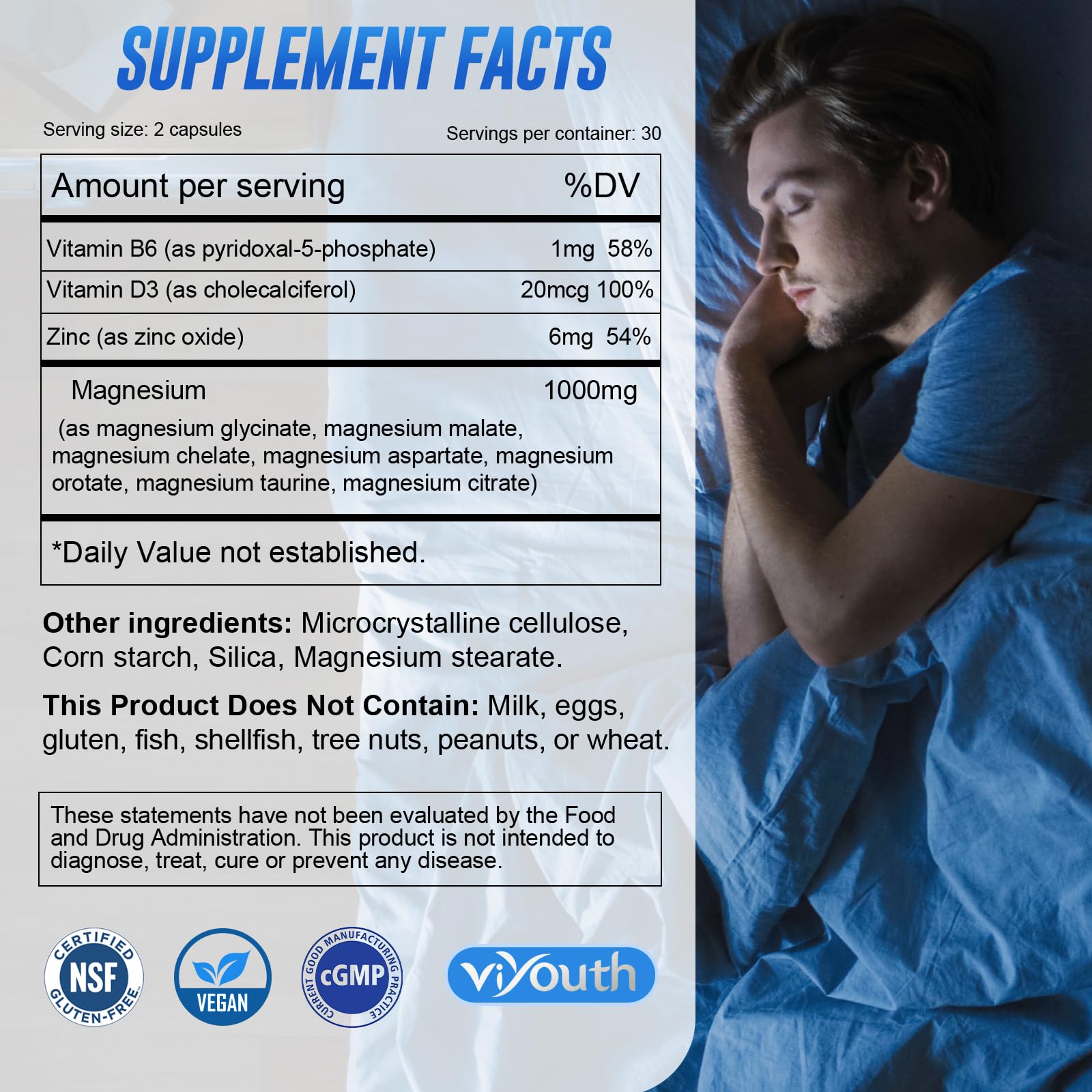 Magnesium 7 Complex Supplement Advanced with 7 Forms of Magnesium (Glycinate, Malate, Chelate, Aspartate, Orotate, Taurine, Citrate), Zinc, Vitamin D3 & Vitamin B6 VIYOUTH buy supplements canada