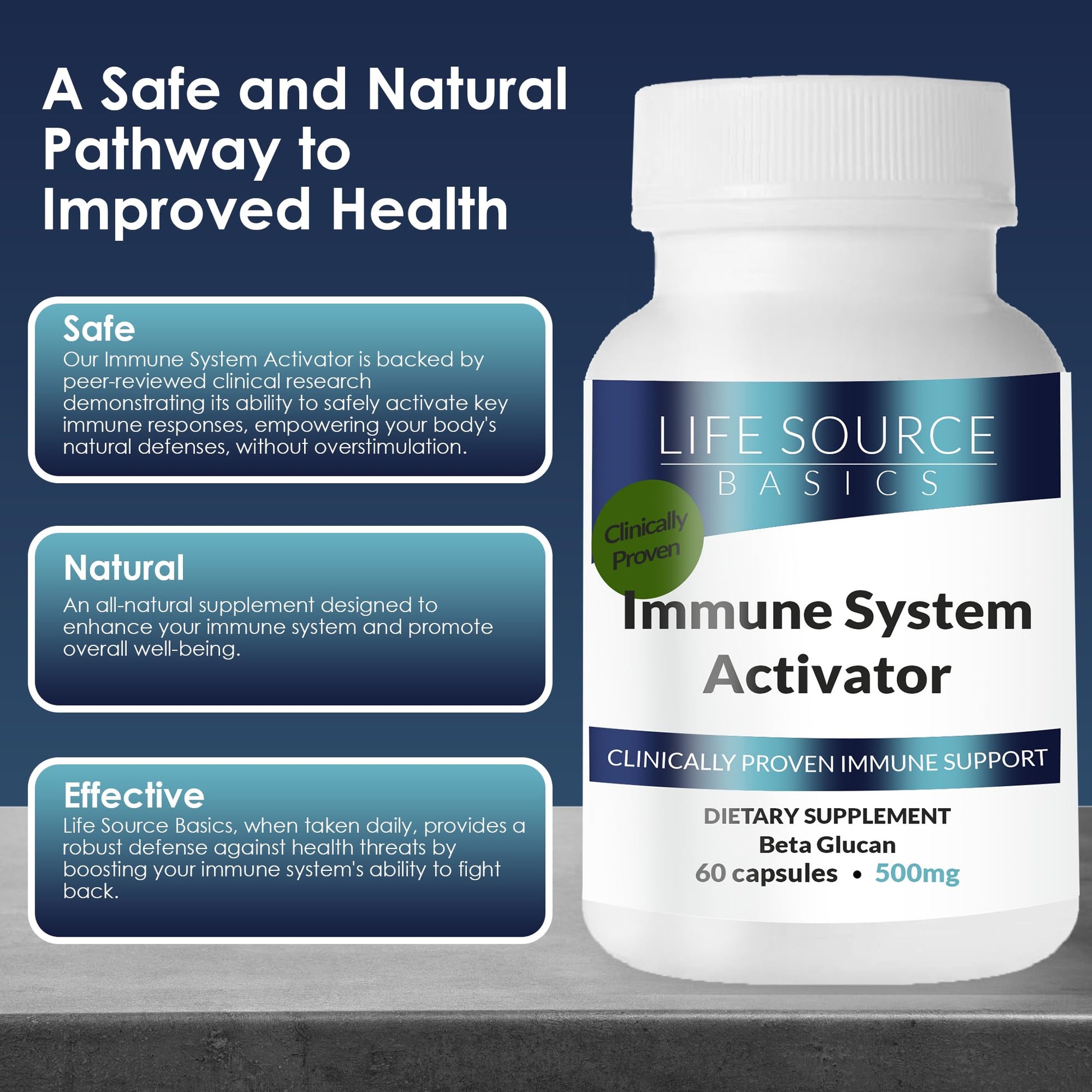 Life Source Basics Immune System Support Activator - High Purity Beta 1,3/1,6 Glucan - Immunity and Vitamin Supplement Non-GMO & Vegan Friendly for Men & Women, Gluten-Free 500 mg - 60 Capsules L LIFE SOURCE BASICS buy supplements canada