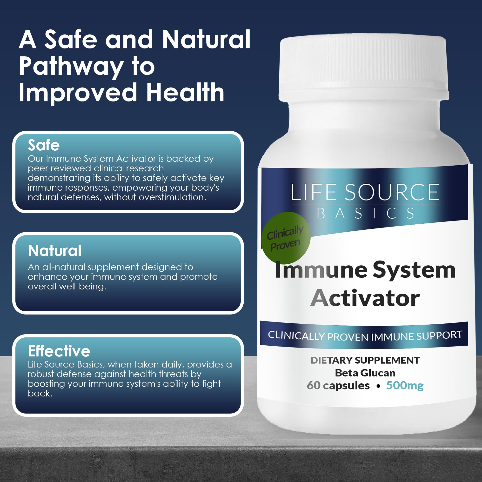 Life Source Basics Immune System Support Activator - High Purity Beta 1,3/1,6 Glucan - Immunity and Vitamin Supplement Non-GMO & Vegan Friendly for Men & Women, Gluten-Free 500 mg - 60 Capsules L LIFE SOURCE BASICS buy supplements canada