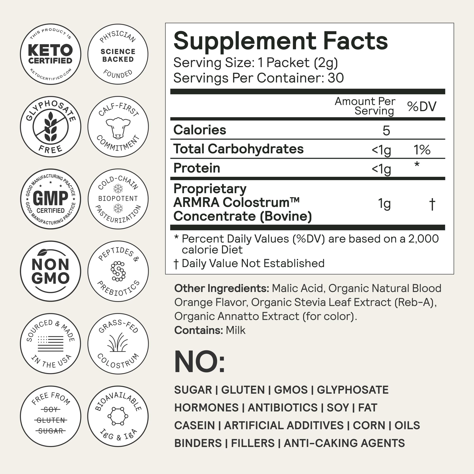 ARMRA Colostrum™ Premium Powder, Grass Fed, Gut Health Bloating Immunity Skin & Hair, Contains 400+ Bioactive Nutrients, Keto, Gluten & Fat Free (Blood Orange Bundle | 90 Servings) ARMRA buy supplements canada