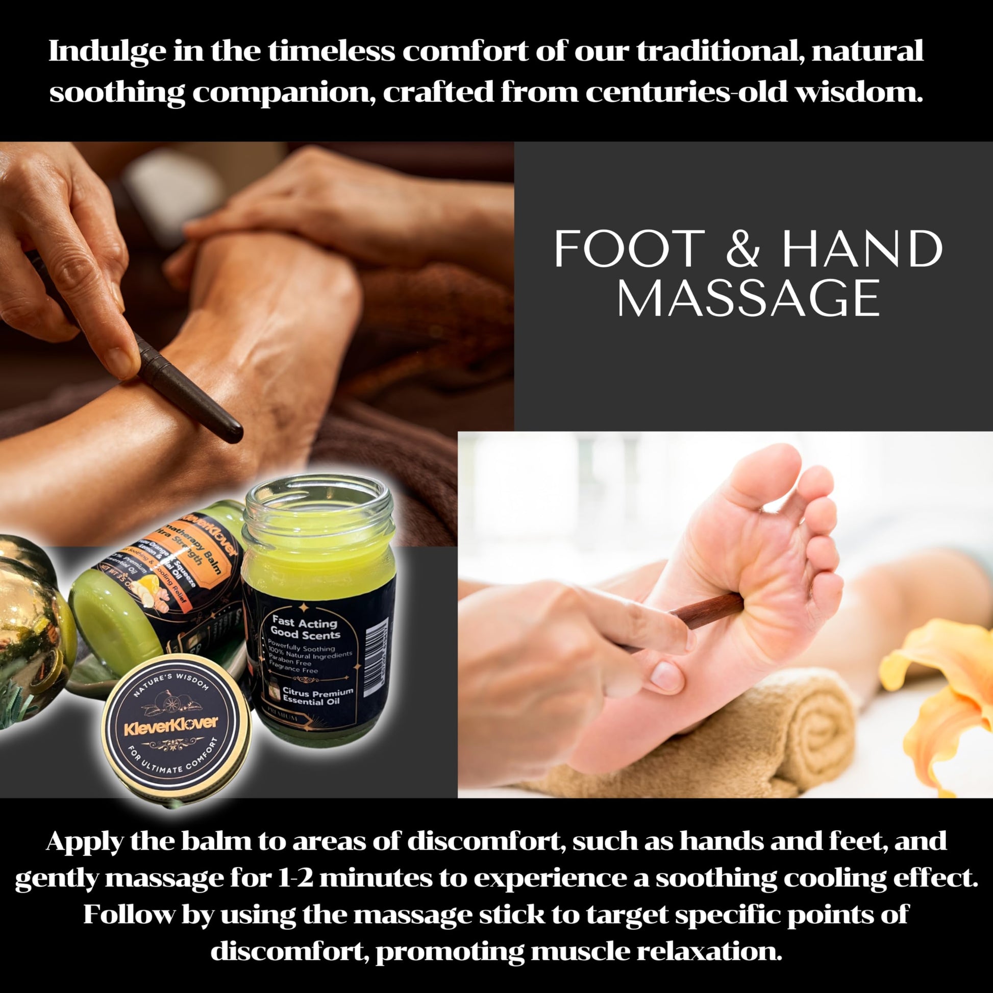 KleverKlover Back and Neck Aromatherapy Balm Ultra Strength for Healing Sore Muscle & Joint After Workout or Yoga - Plai Oil - Preservative Free- Citrus Scent + Free Massage Reflexology Wooden Stick KleverKlover buy supplements canada