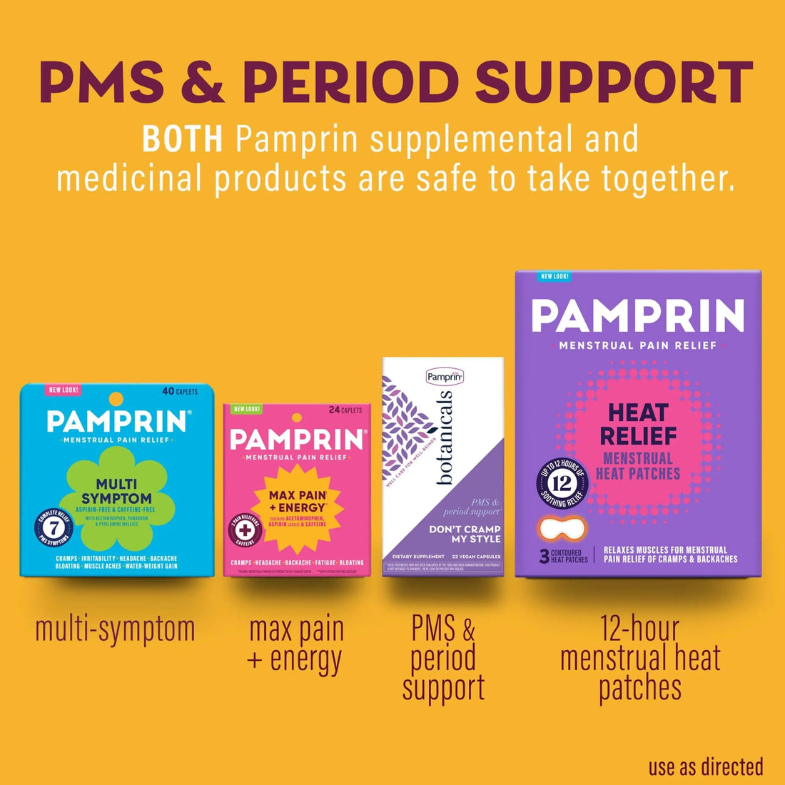 Pamprin Maximum Strength Max Pain and Energy Formula, Menstrual Period Symptoms Relief for Cramps, Bloating and Fatigue, 24 Caplets Pamprin buy supplements canada
