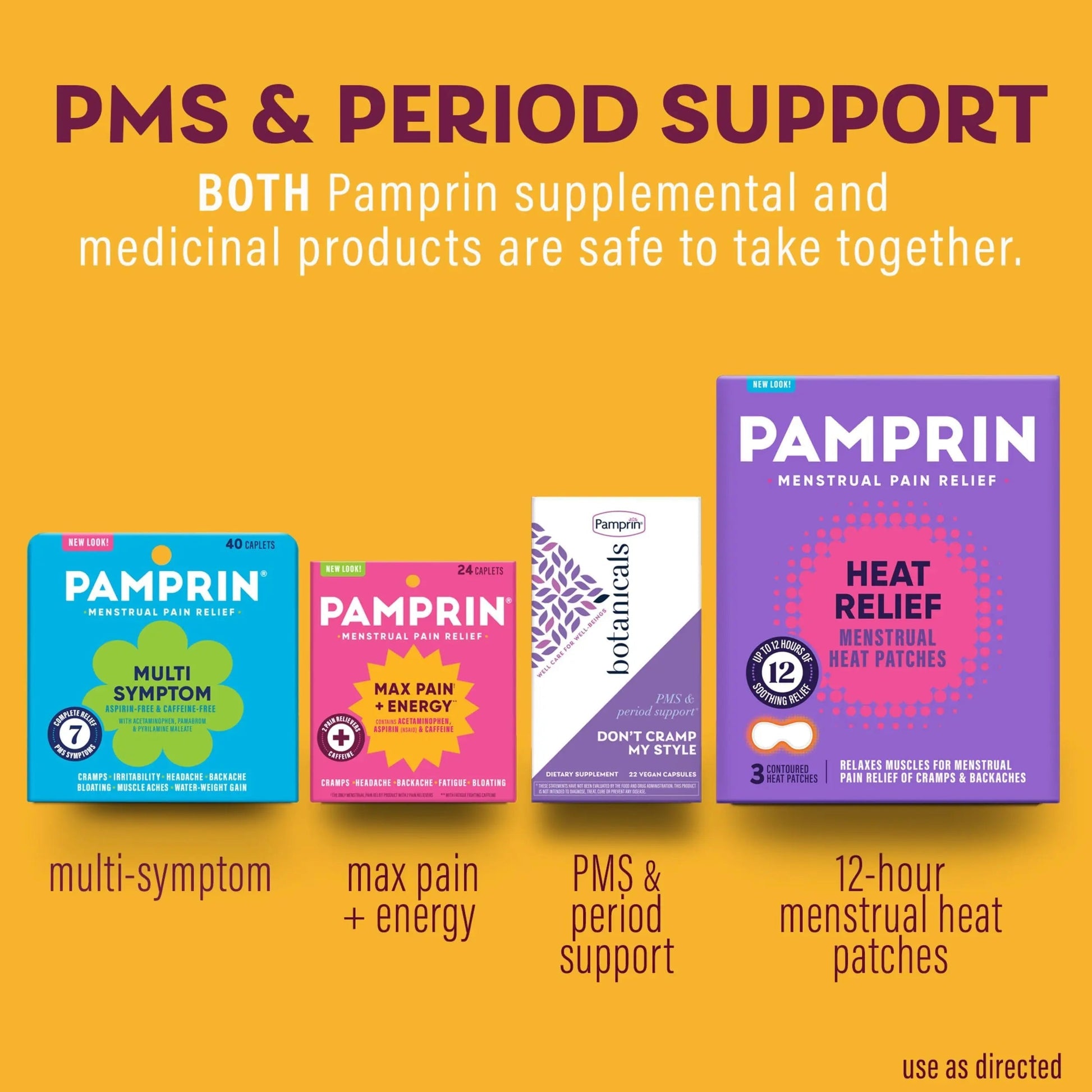 Pamprin Maximum Strength Max Pain and Energy Formula, Menstrual Period Symptoms Relief for Cramps, Bloating and Fatigue, 24 Caplets Pamprin buy supplements canada