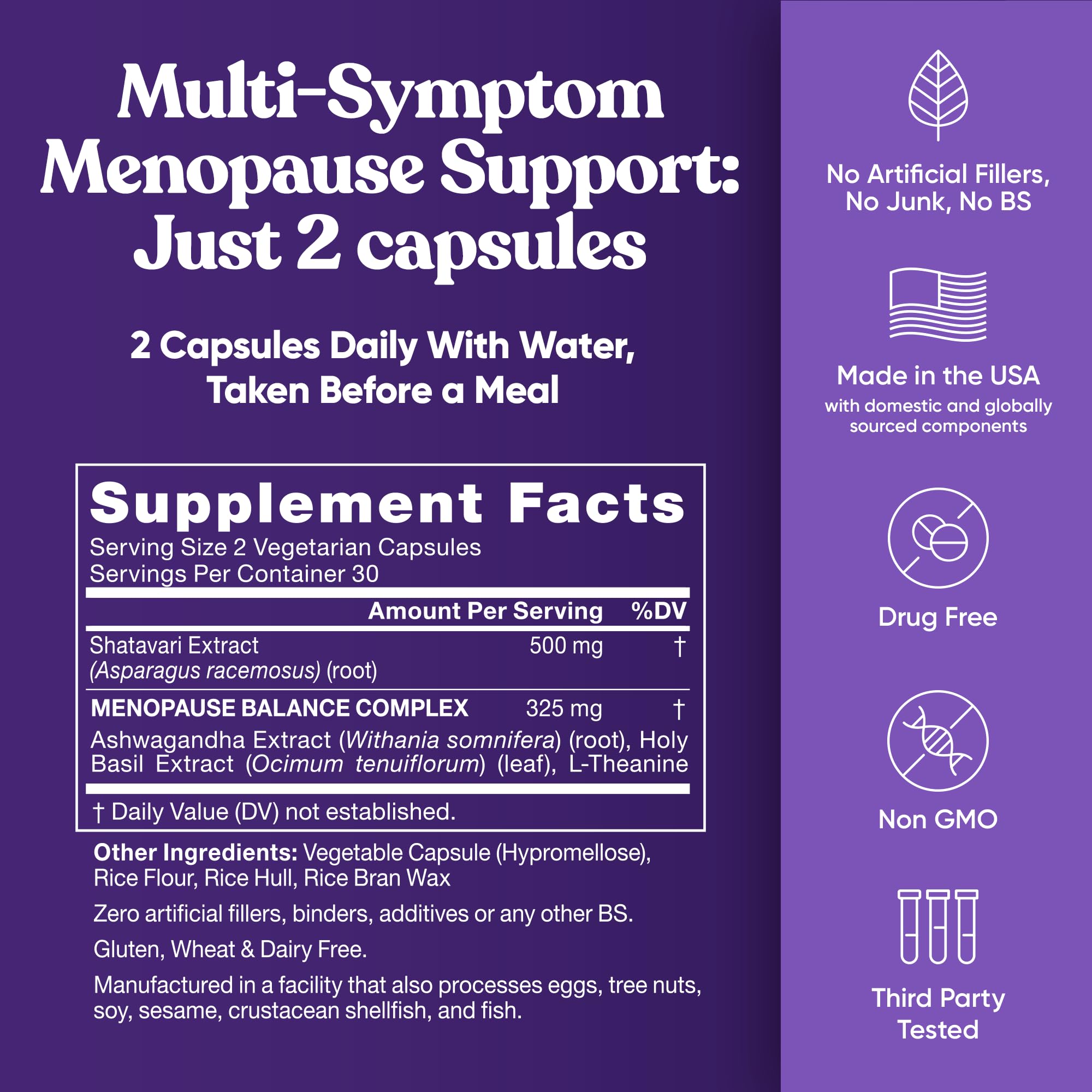 Premium Menopause Supplement for Women – Menopause Balance with Shatavari, Ashwagandha, L-Theanine & Holy Basil – Holistic Multi-Symptom Menopause Support & Hot Flash Relief – 60 Vegetarian Capsules Eu Natural buy supplements canada