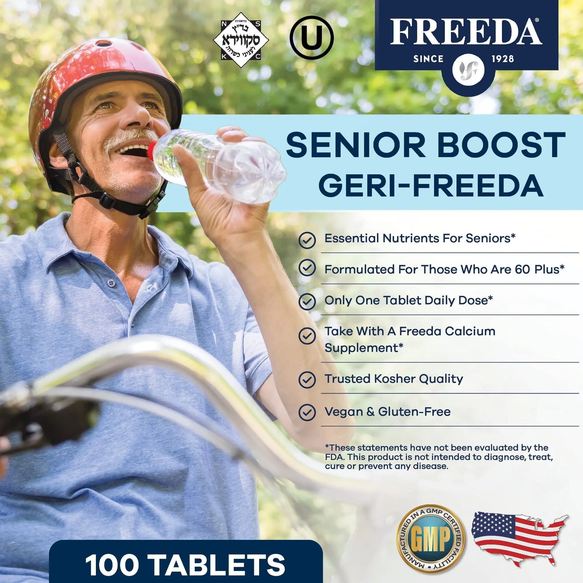 Freeda Senior Multivitamin - Kosher Vitamins for Men & Women 60 and Over - One Daily Coated Tablet - Women’s & Men’s Vitamins Multivitamin 60 Plus FREEDA buy supplements canada