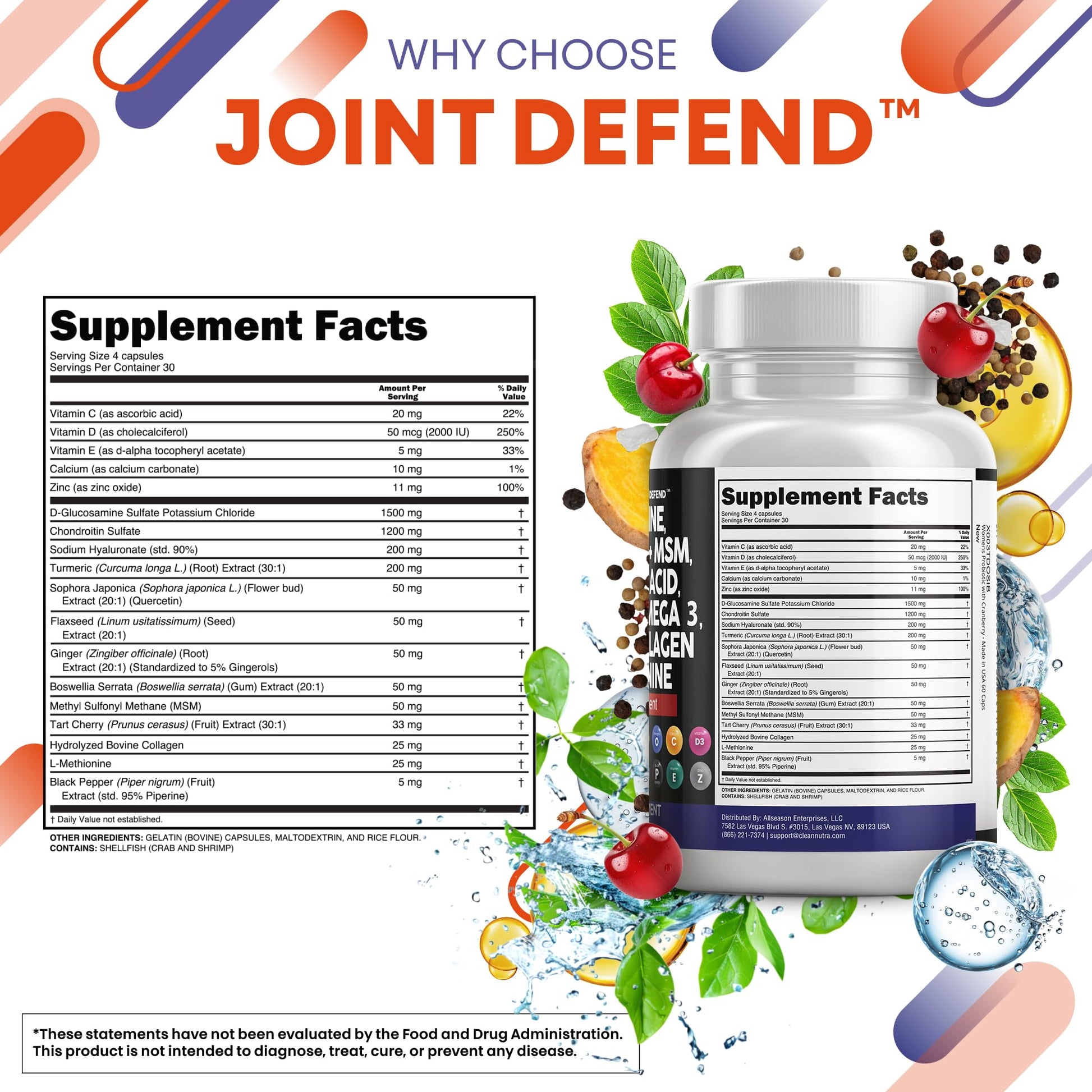 Clean Nutraceuticals Glucosamine 1500mg Chondroitin 1200mg MSM with Turmeric Curcumin, Collagen, Hyaluronic Acid, Omega 3 – Joint Health Supplement for Men & Women Clean Nutraceuticals buy supplements canada
