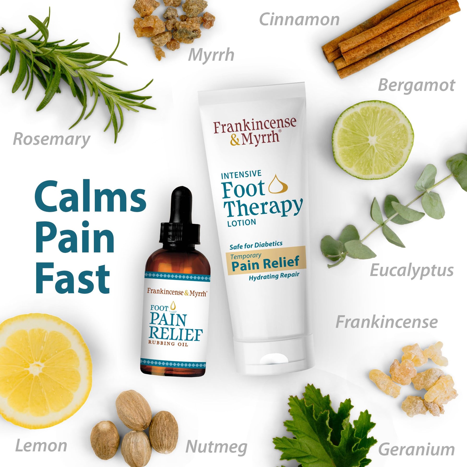 FRANKINCENSE & MYRRH Foot Pain Combo Pack: Foot Pain Relief Rubbing Oil (2 oz) and Intensive Therapy Lotion for feet (3 oz), Neuropathy, Nerve Relief, Frankincense Essential Oil, Maximum Strength FRANKINCENSE & MYRRH buy supplements canada