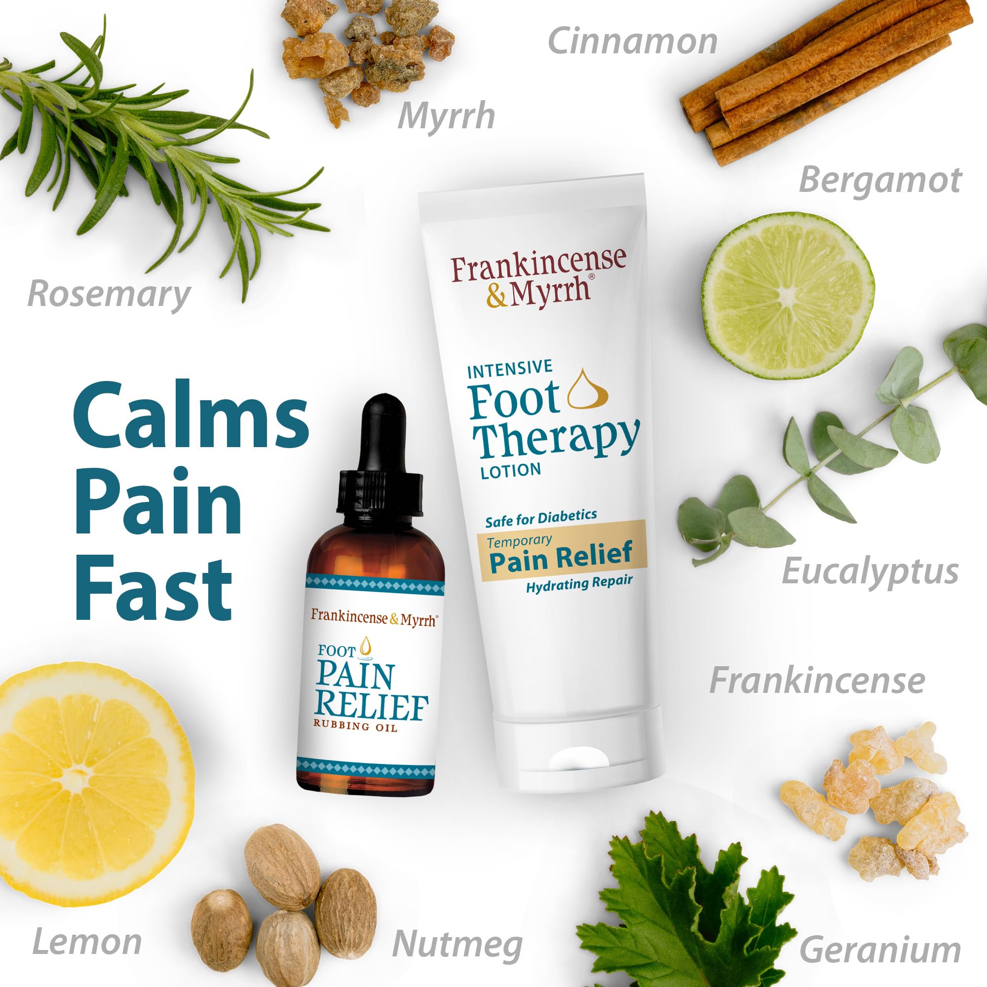 FRANKINCENSE & MYRRH Foot Pain Combo Pack: Foot Pain Relief Rubbing Oil (2 oz) and Intensive Therapy Lotion for feet (3 oz), Neuropathy, Nerve Relief, Frankincense Essential Oil, Maximum Strength FRANKINCENSE & MYRRH buy supplements canada