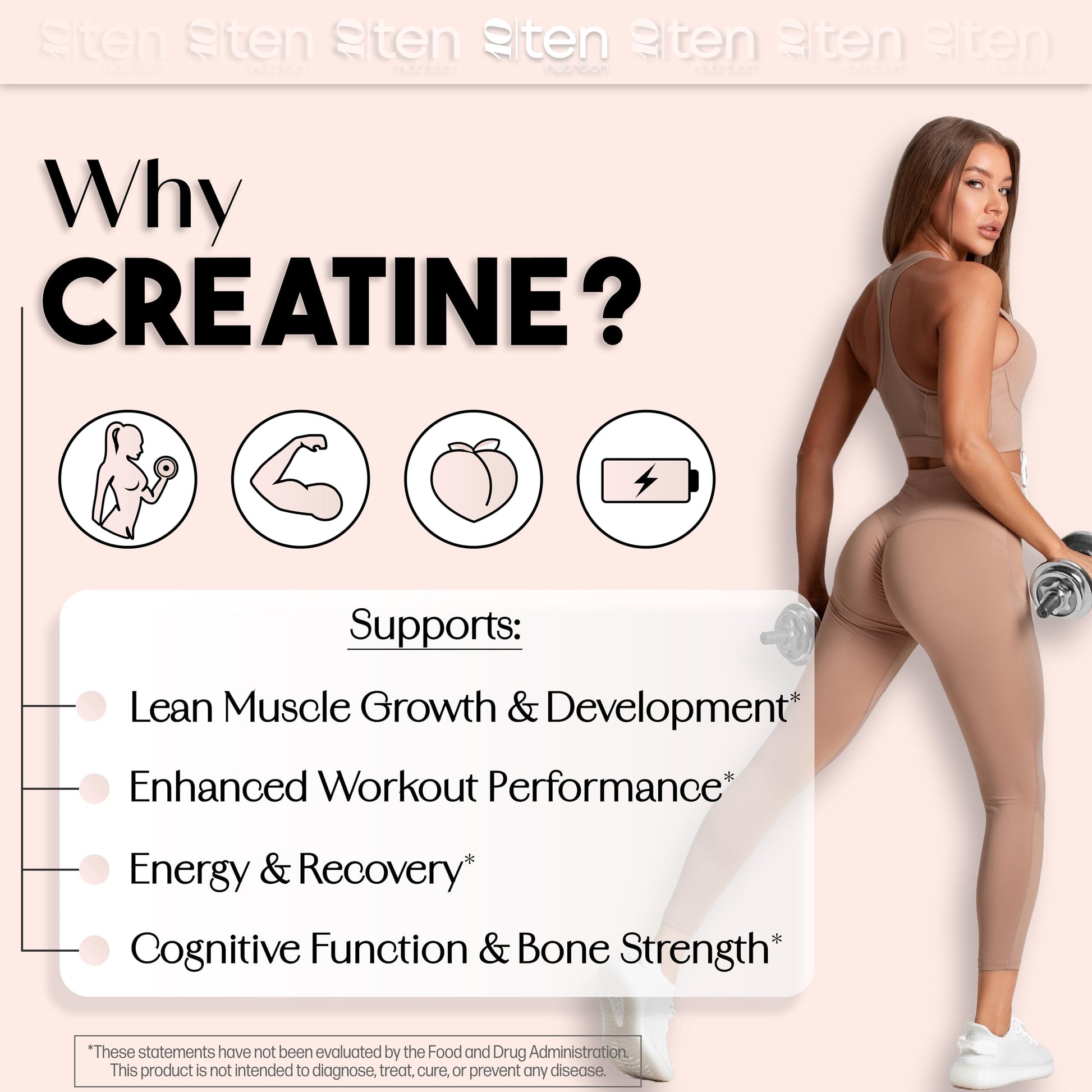 New - Creatine + Collagen for Women – Supports Lean Muscle Growth & Development, Booty Gain, Energy & Recovery – 5g Creatine Monohydrate Plus 5000mg Collagen Peptides Combo – Unflavored, 30 Servings 10Ten Nutrition buy supplements canada