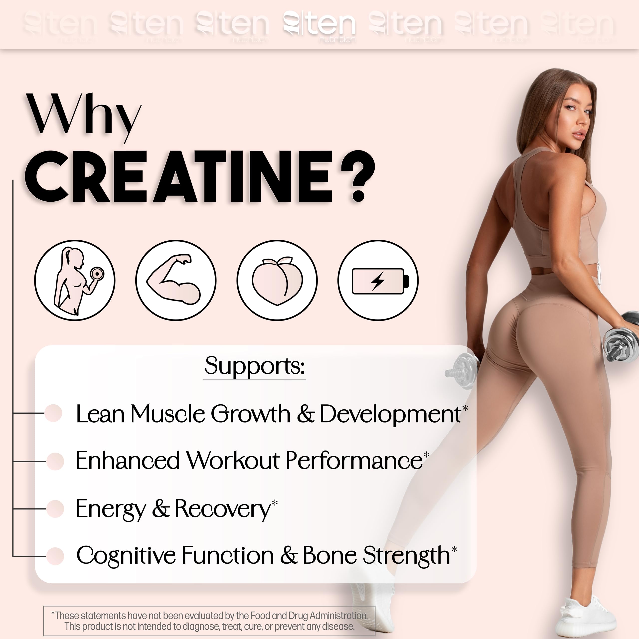 New - Creatine + Collagen for Women – Supports Lean Muscle Growth & Development, Booty Gain, Energy & Recovery – 5g Creatine Monohydrate Plus 5000mg Collagen Peptides Combo – Unflavored, 30 Servings 10Ten Nutrition buy supplements canada