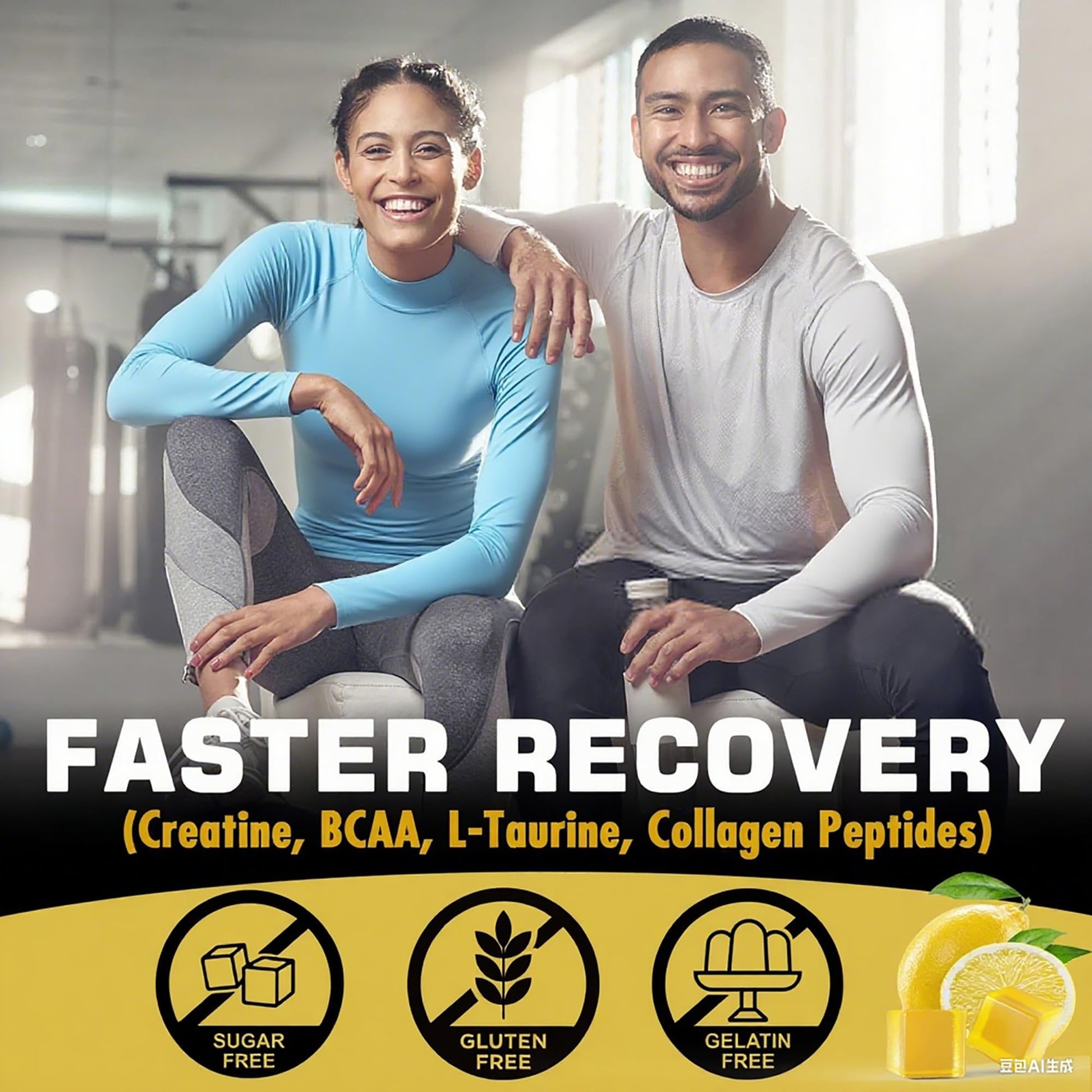 Creatine Monohydrate Gummies for Men & Women - with BCAA, Collagen Peptides, L-Taurine, Vitamin B12, D3, Chewables Creatine Monohydrate 5g Per Serving, Natural Lemon Flavor, Sugar Free, 2 Pack EnvyCure buy supplements canada