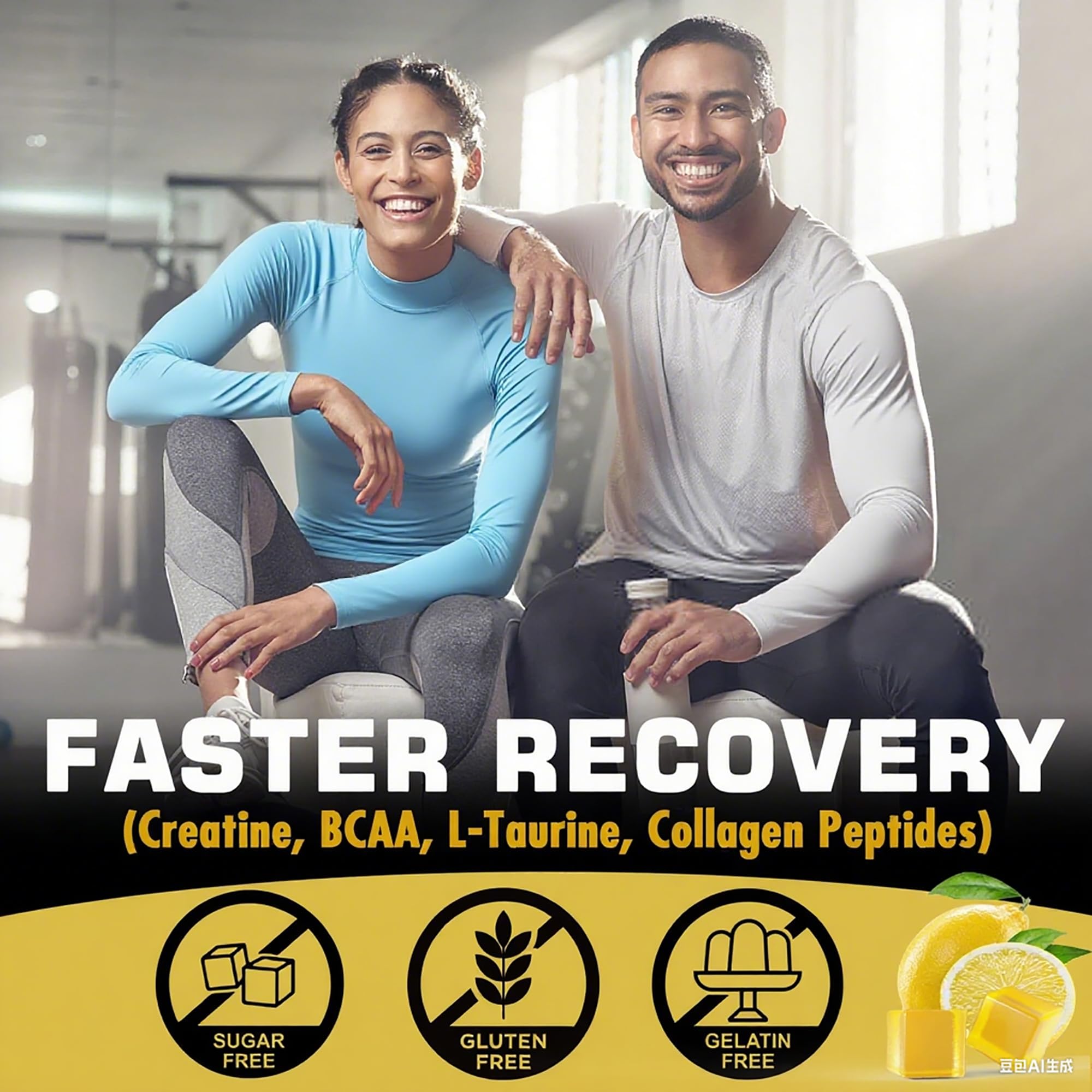Creatine Monohydrate Gummies for Men & Women - with BCAA, Collagen Peptides, L-Taurine, Vitamin B12, D3, Chewables Creatine Monohydrate 5g Per Serving, Natural Lemon Flavor, Sugar Free, 2 Pack EnvyCure buy supplements canada
