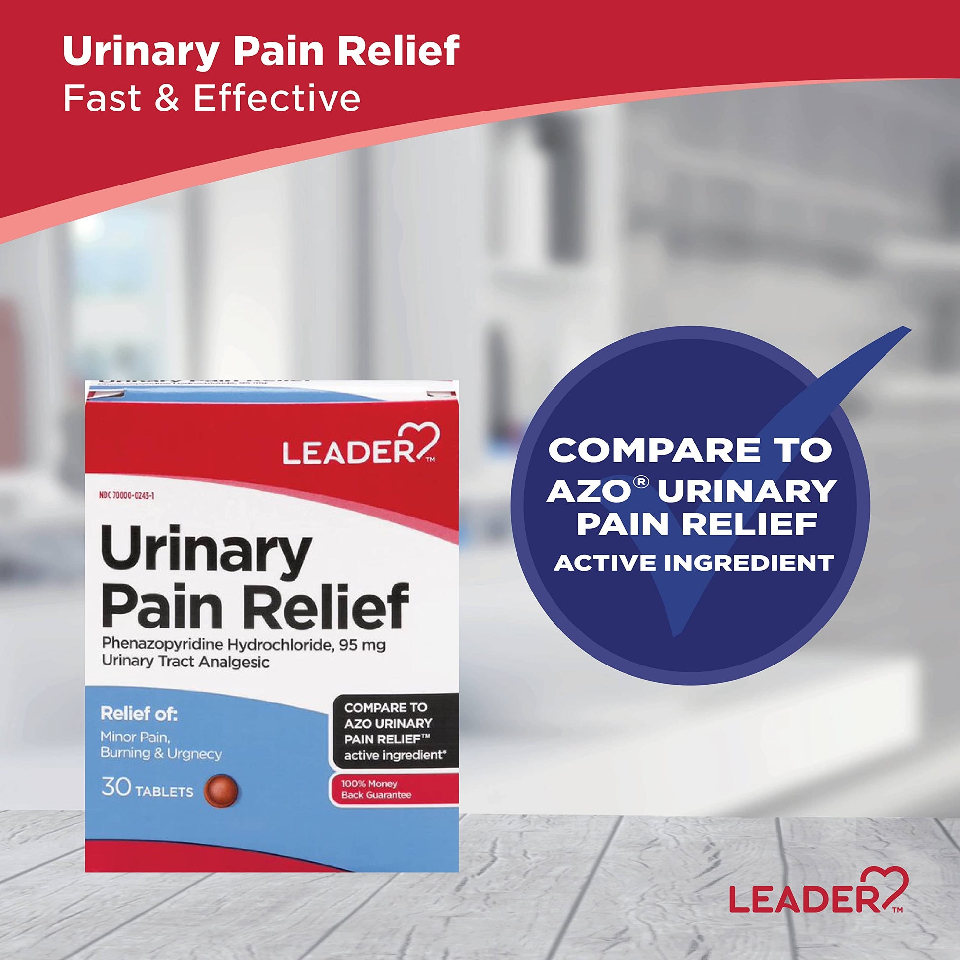 LEADER Urinary Maximum Strength, Fast Action for Burning & Urgency, Phenazopyridine Hydrochloride 95 mg, 30 Tablets, 4-Pack Leader buy supplements canada