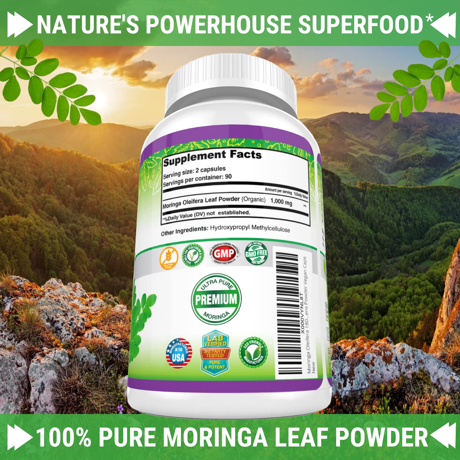 FRESH HEALTHCARE Moringa Capsules – 100% Pure Leaf Powder - 180 Pills, Non-GMO - 3 Month Supply - Complete Green Superfood for Energy FRESH HEALTHCARE buy supplements canada