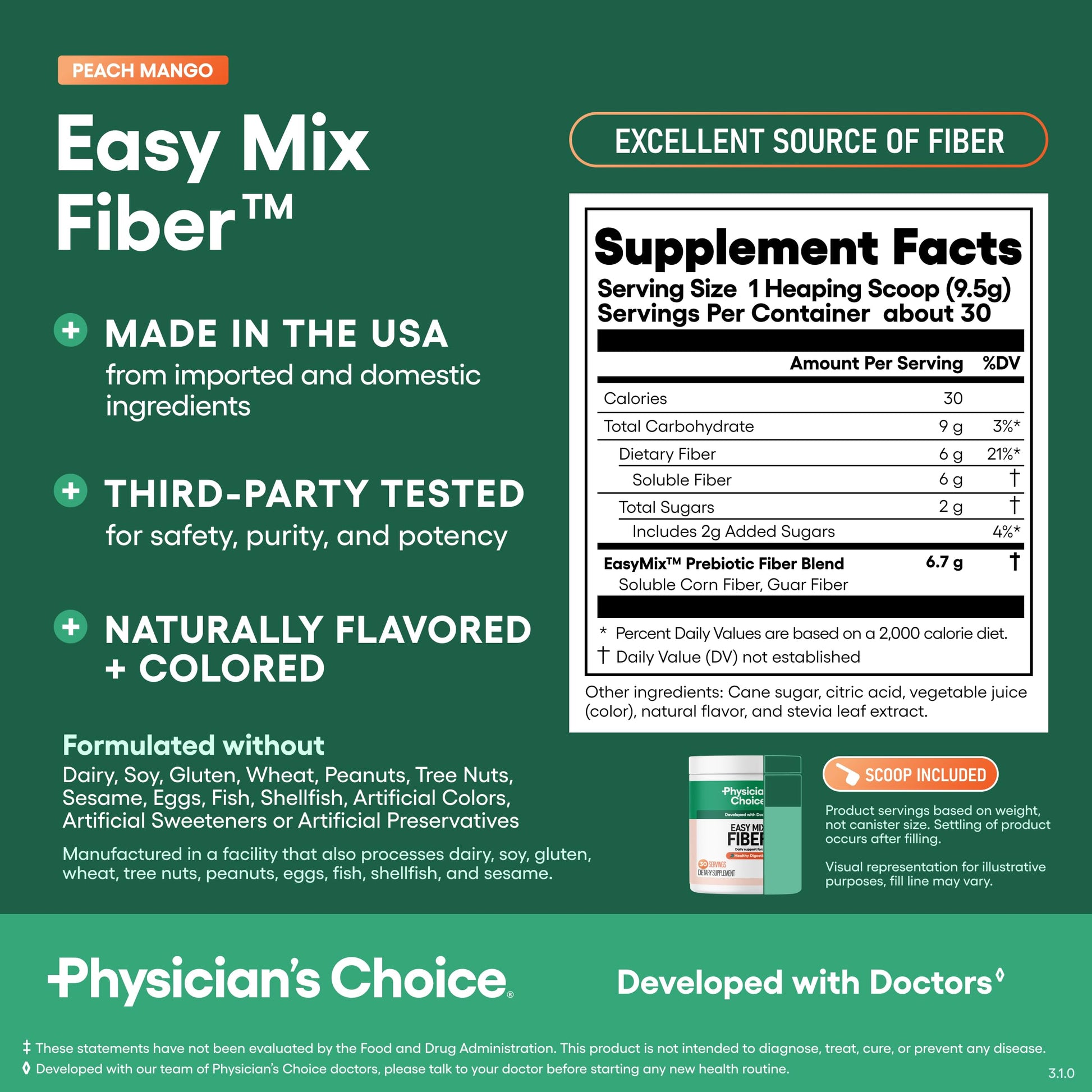 Physician's CHOICE Easy Mix Fiber for Digestive Health & Regularity - No Grit - Daily Prebiotic Soluble Fiber Powder Supplement Physician's CHOICE buy supplements canada