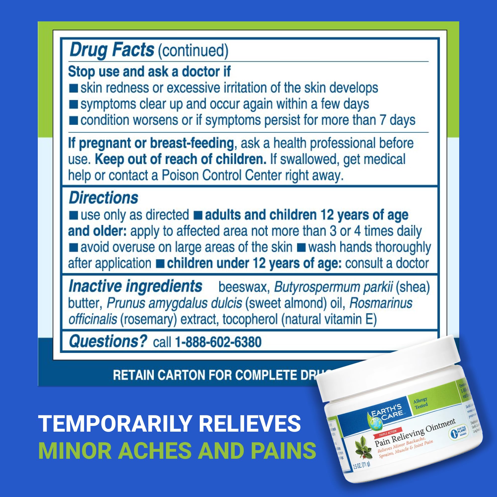 Earth's Care Pain Relieving Ointment - Triple Action Muscle and Joint Cream - Topical Analgesic 2.5 oz. (71 g) Earth's Care buy supplements canada