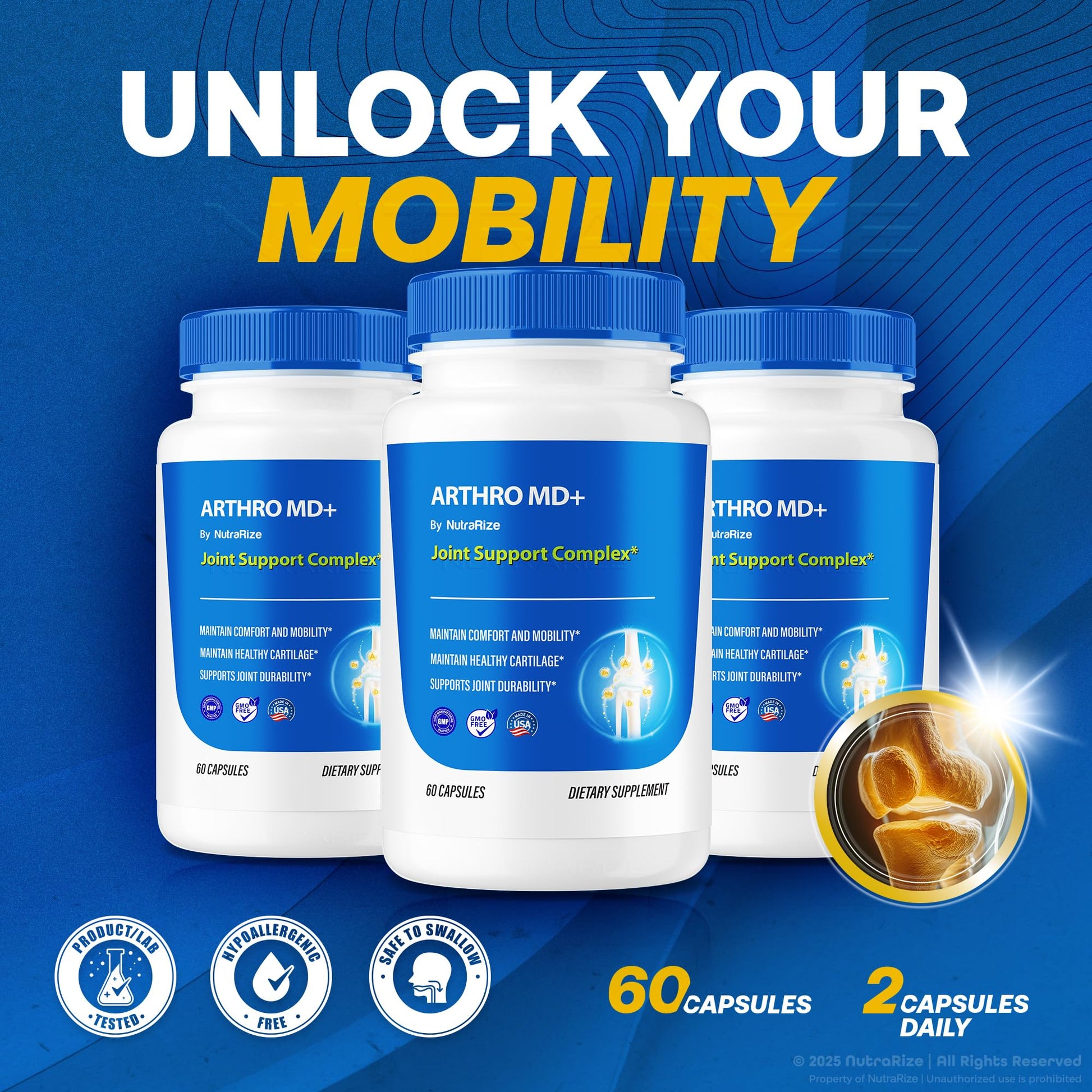 NutraRize (3 Pack) Arthro MD+ Capsules, Official Arthro MD Joint Support, All Natural Formula to Support Flexibility and Mobility, Premium Pills for Healthy Joints, Arthro M D Review (180 Capsules) NutraRize buy supplements canada