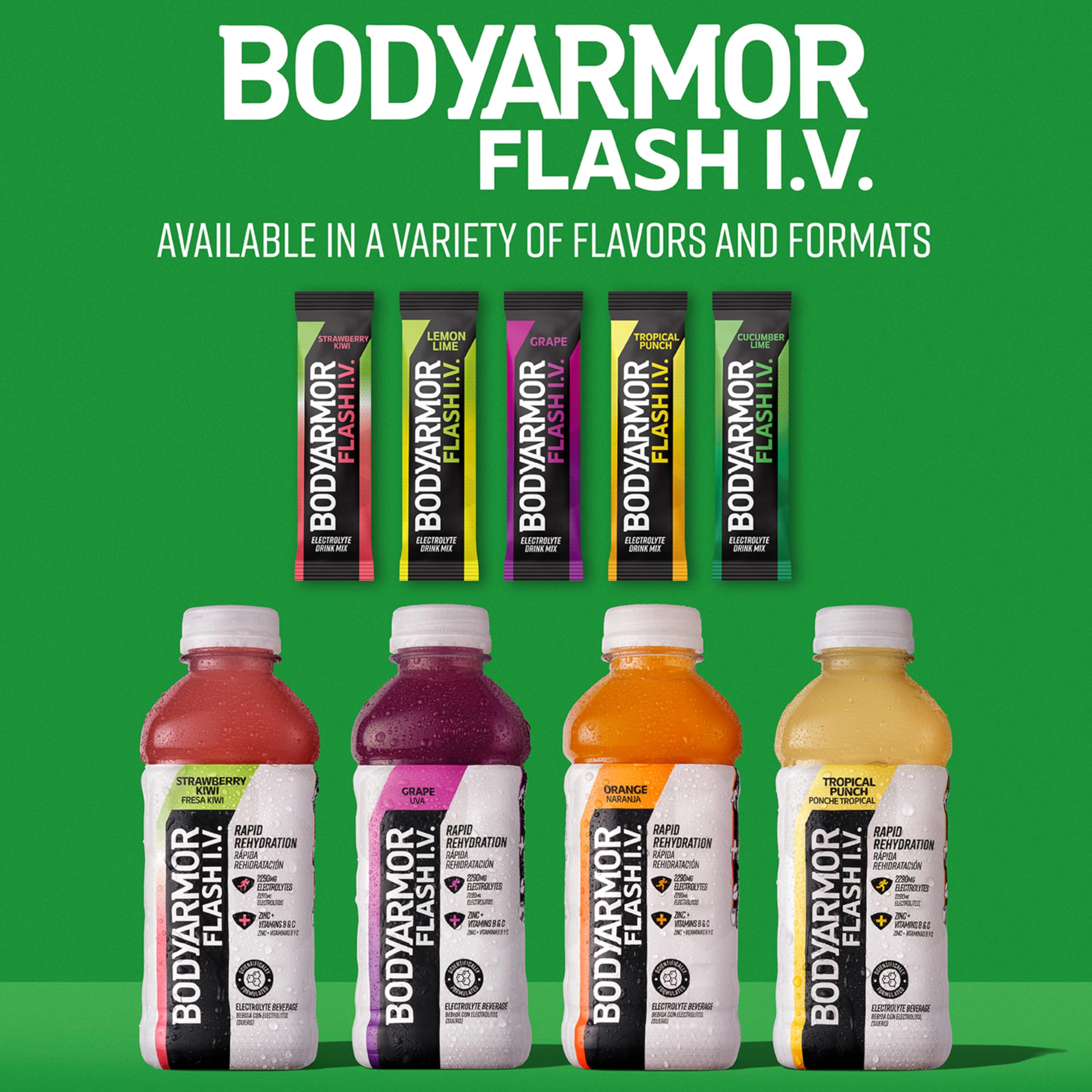 BODYARMOR Flash IV Electrolyte Packets, Strawberry Kiwi - Zero Sugar Drink Mix, Single Serve Packs, Coconut Water Powder (15 Count) BODYARMOR buy supplements canada