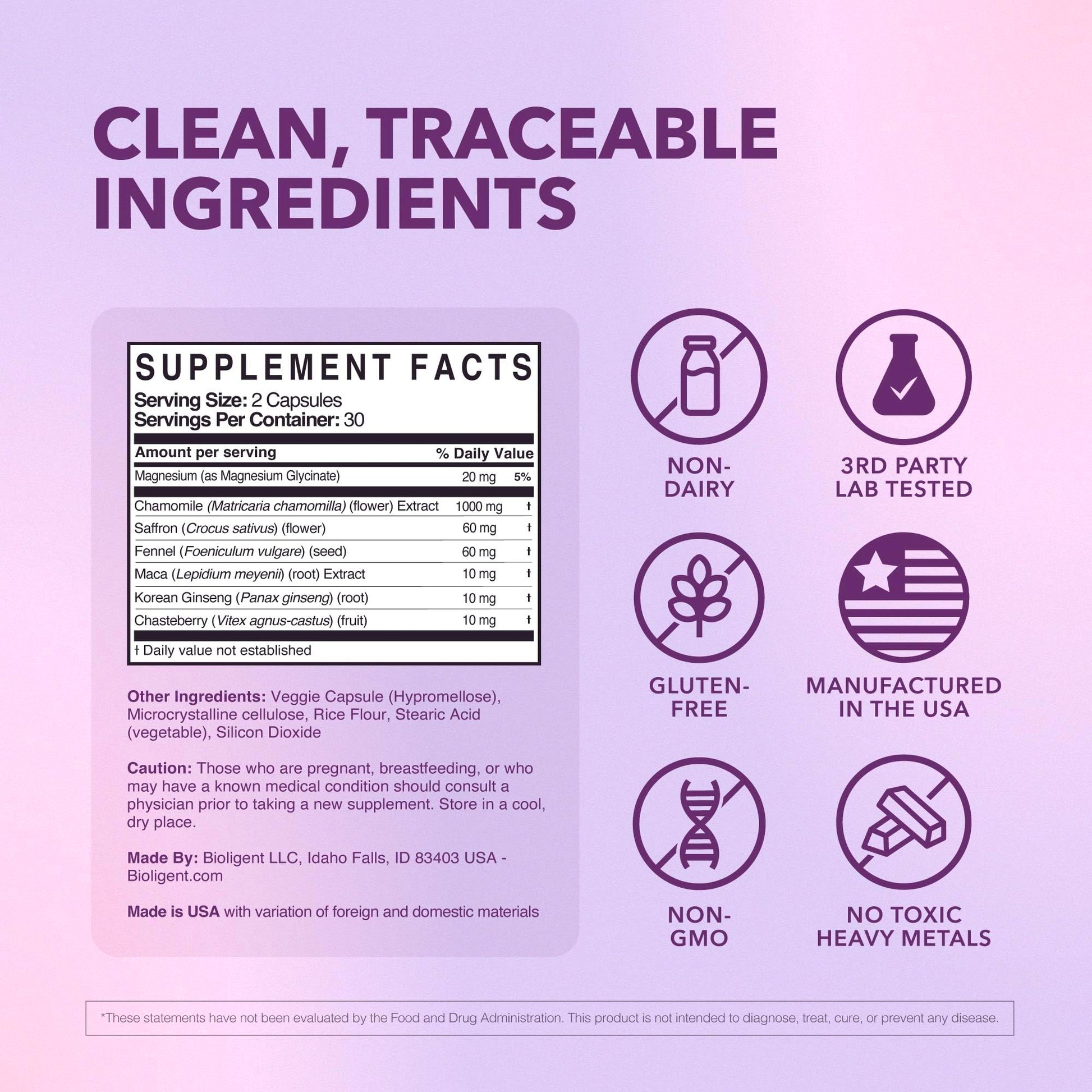 Bioligent Menopause Support Supplement for Women, Hot Flash, Sleep, Mood & Focus Support, Hormone-Free with Maca, Ginseng, Chamomile & Saffron, Non-GMO, 60 Capsules, 30 Day Supply BIOLIGENT buy supplements canada