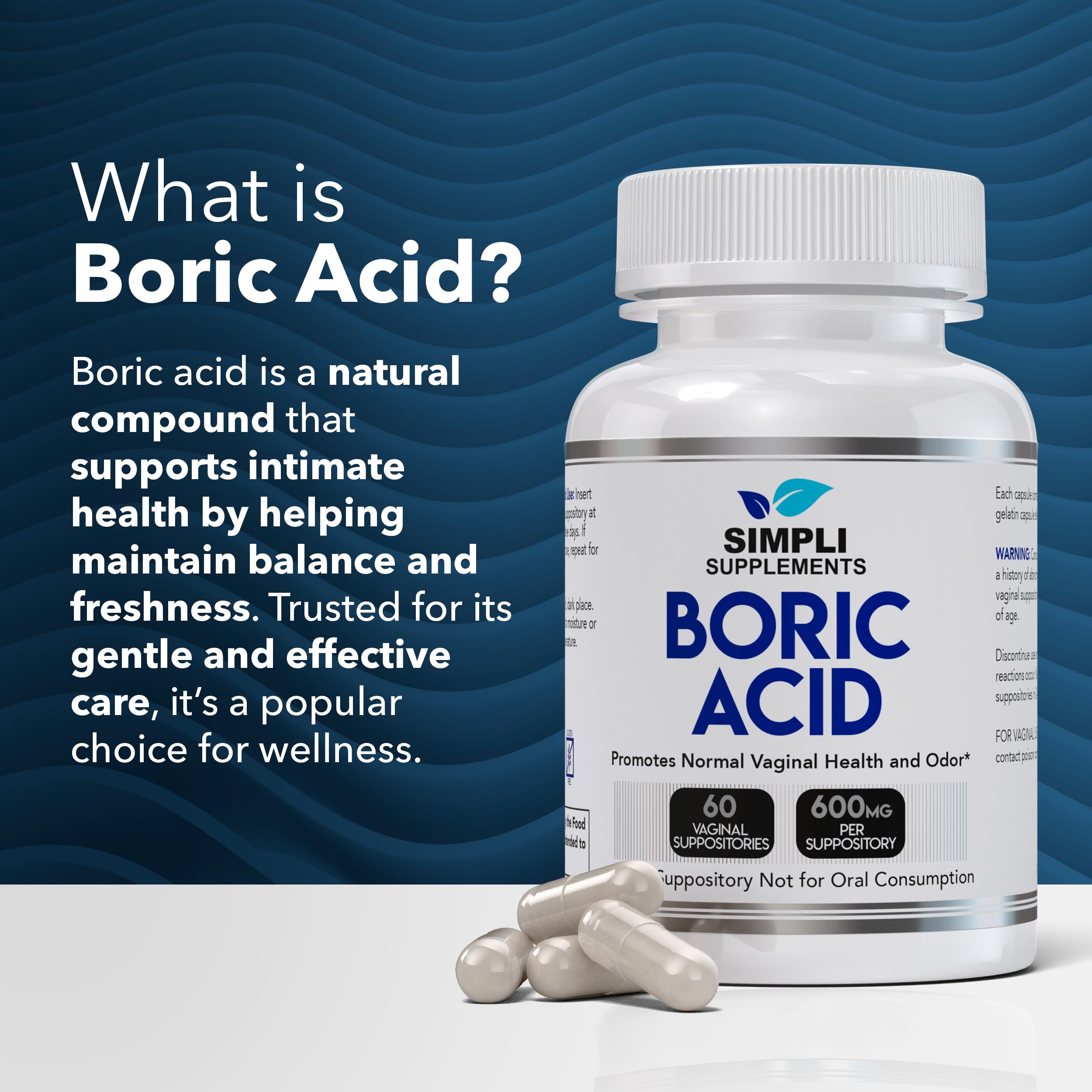 Simpli Supplements Boric Acid Suppositories for Women 600mg – 60 Count | Vaginal pH Balance Support | Feminine Care | Helps Maintain Freshness & Odor Control Simpli Supplements buy supplements canada