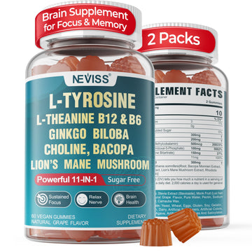 11-IN-1 Brain Supplement for Memory and Focus with L-Tyrosine L-Theanine, Methylated B12 & B6, Lion's Mane Mushroom, Ginkgo Biloba, Bacopa Monnieri, Choline for Focus, Nootropic, Energy, 2Packs NEVISS buy supplements canada