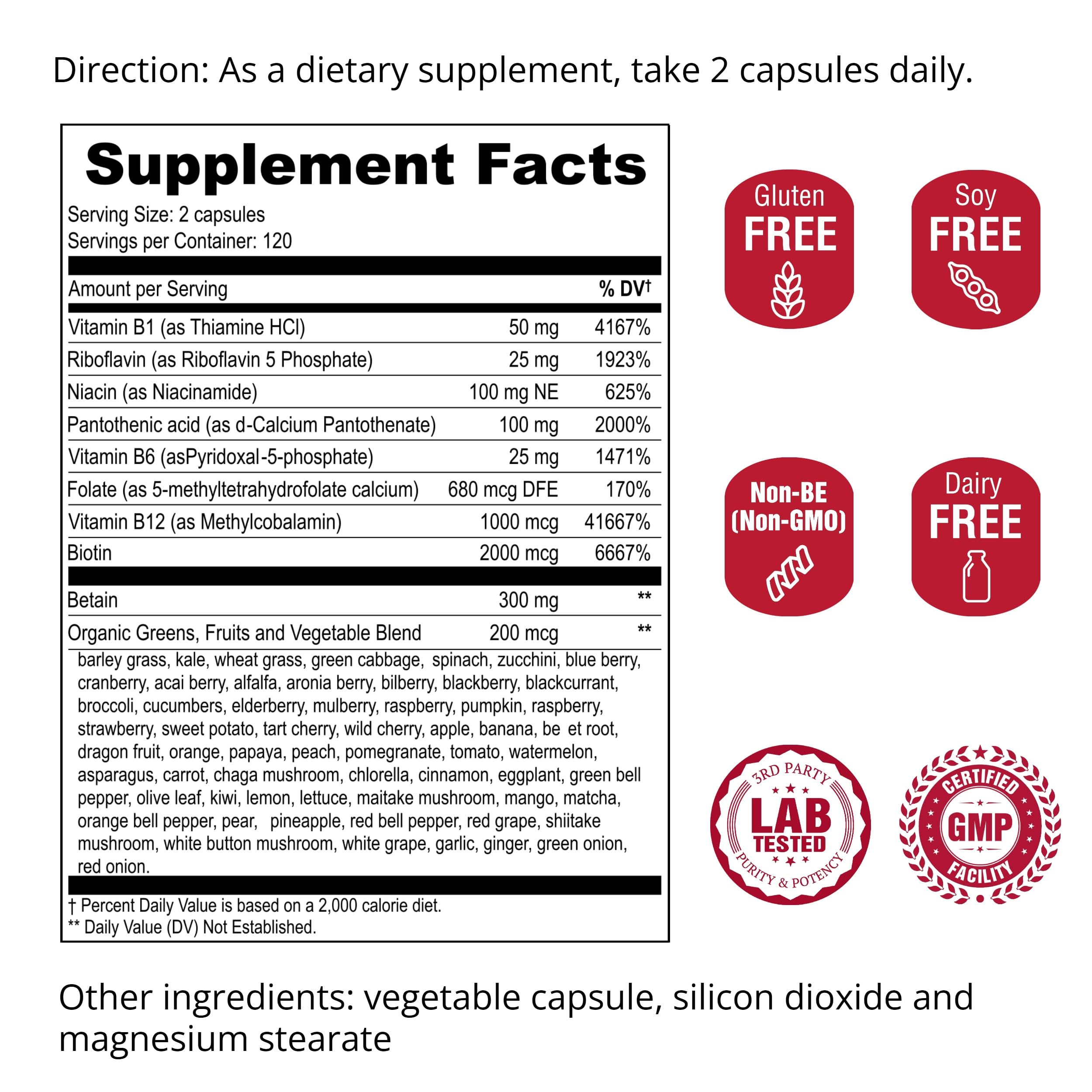 UpNourish Methylated B Complex Vitamins for Women and Men, 240 Veggies Capsules - Active Pure B Complex with Organic Fruits, Vegetables, B1 Thiamine, B2 Riboflavin, UpNourish buy supplements canada
