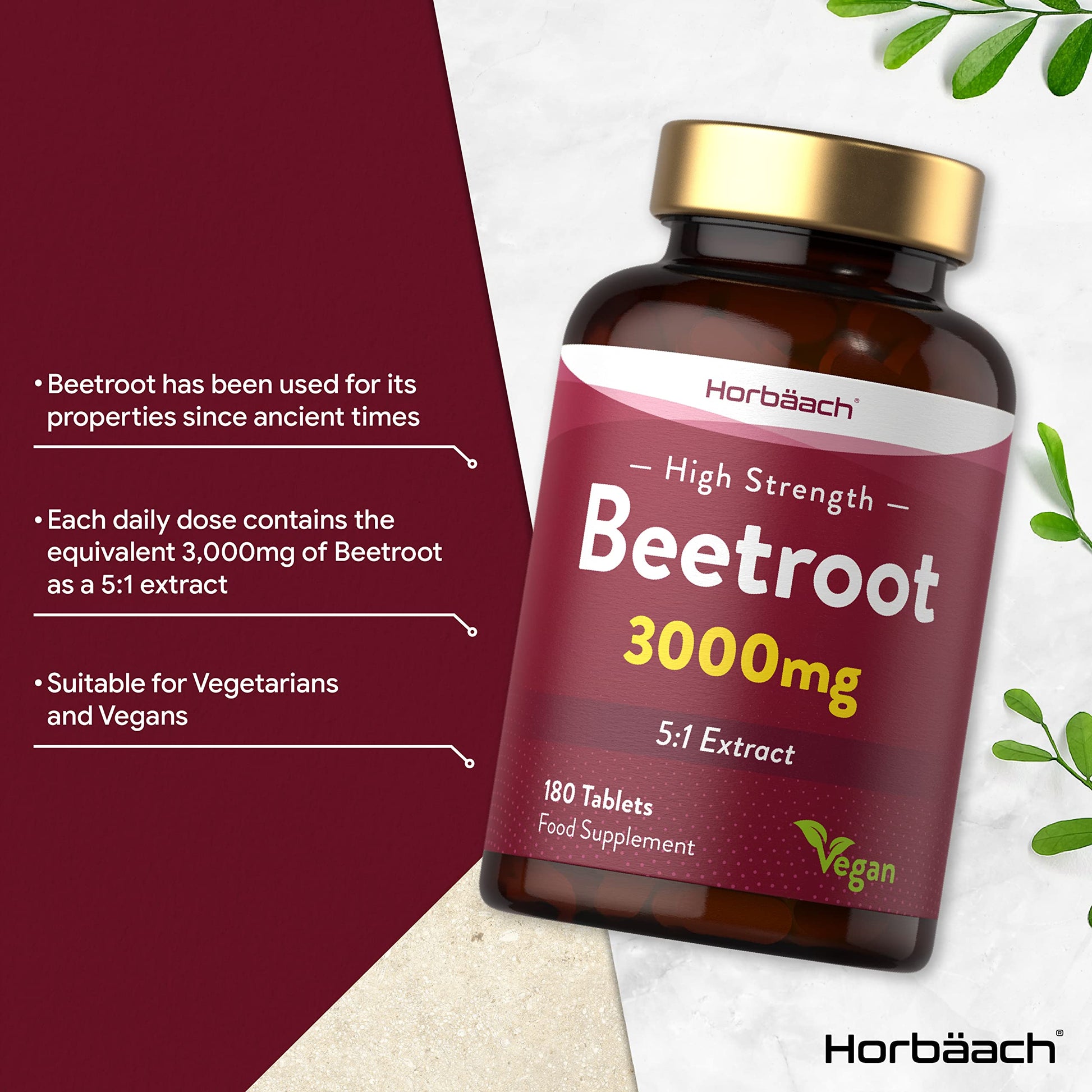 Beetroot Tablets 3000mg | 180 Count | High Strength 5:1 Extract Supplement | Nitric Oxide Horbäach buy supplements canada