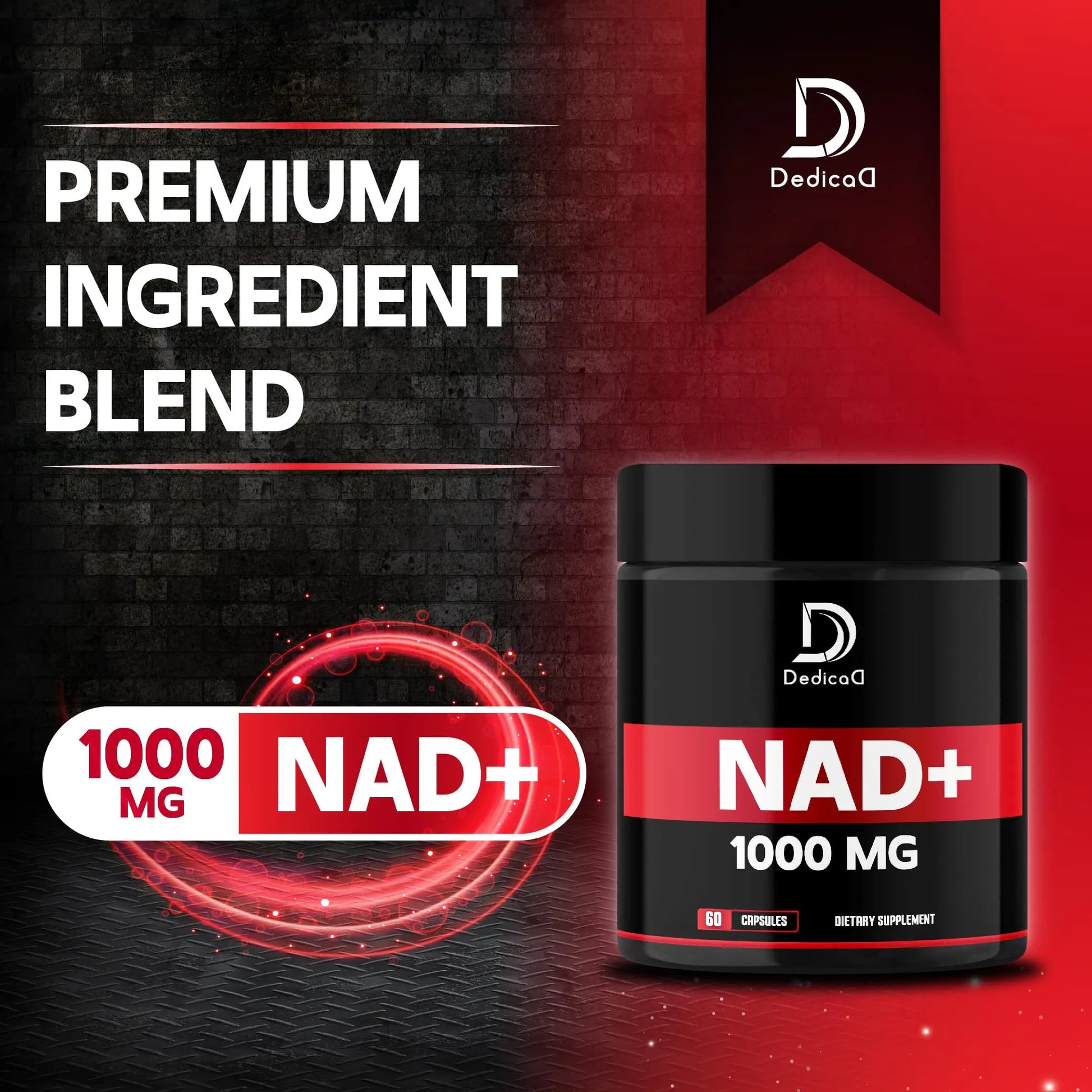 DEDICAD NAD Supplement 1000 mg - Pure NAD Supplement - Energy and DNA Repair, Aging Defense, Brain Function - 60 Capsules DEDICAD buy supplements canada
